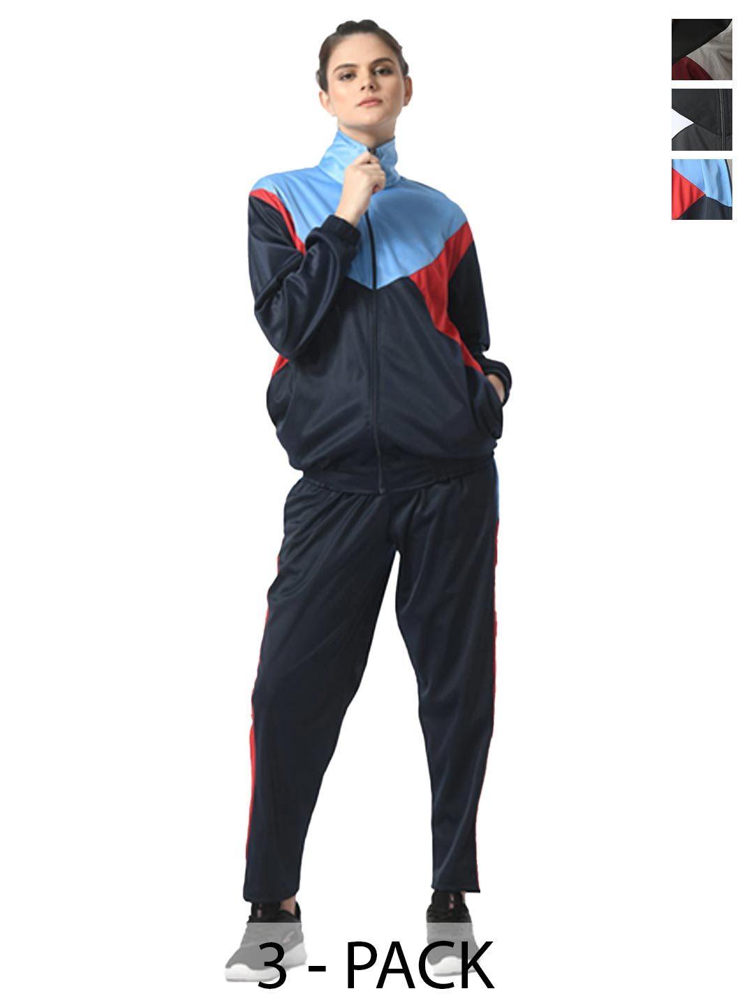 BAESD Pack of 3 Colorblocked Mock Collar Tracksuits