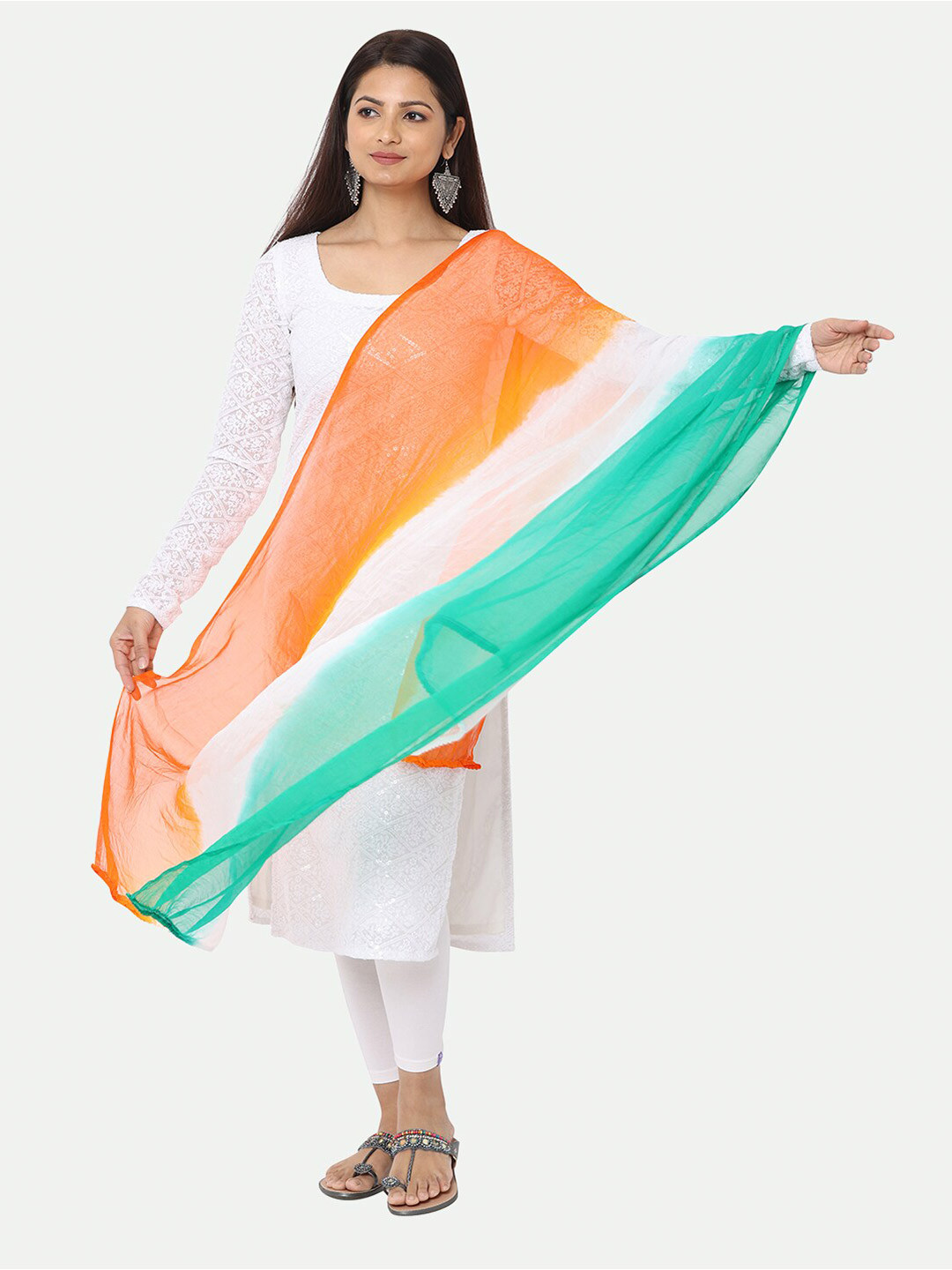 HELLA FASHIONS Colourblocked Chiffon Dupatta