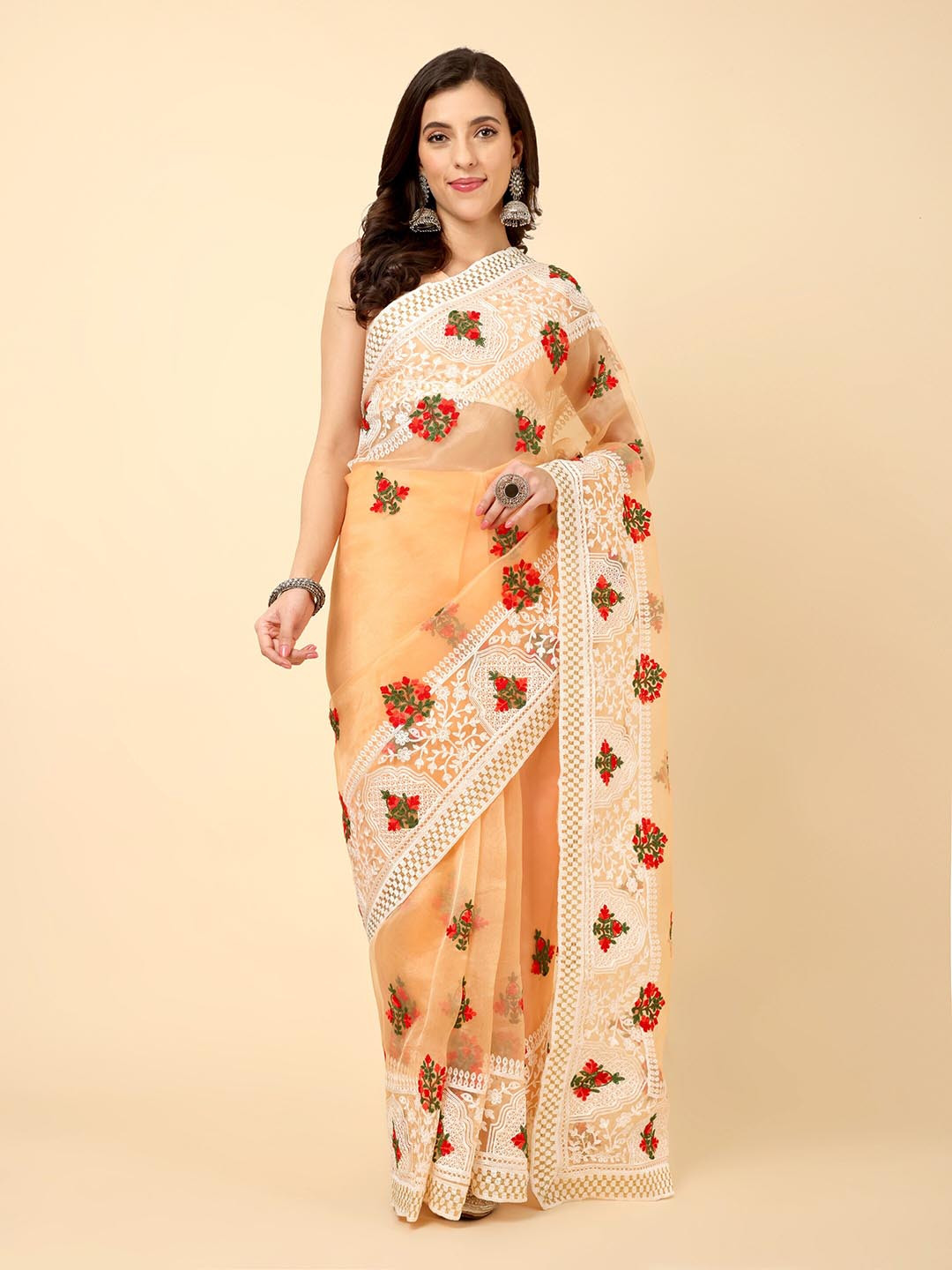Civamee Embroidered Organza Designer Saree