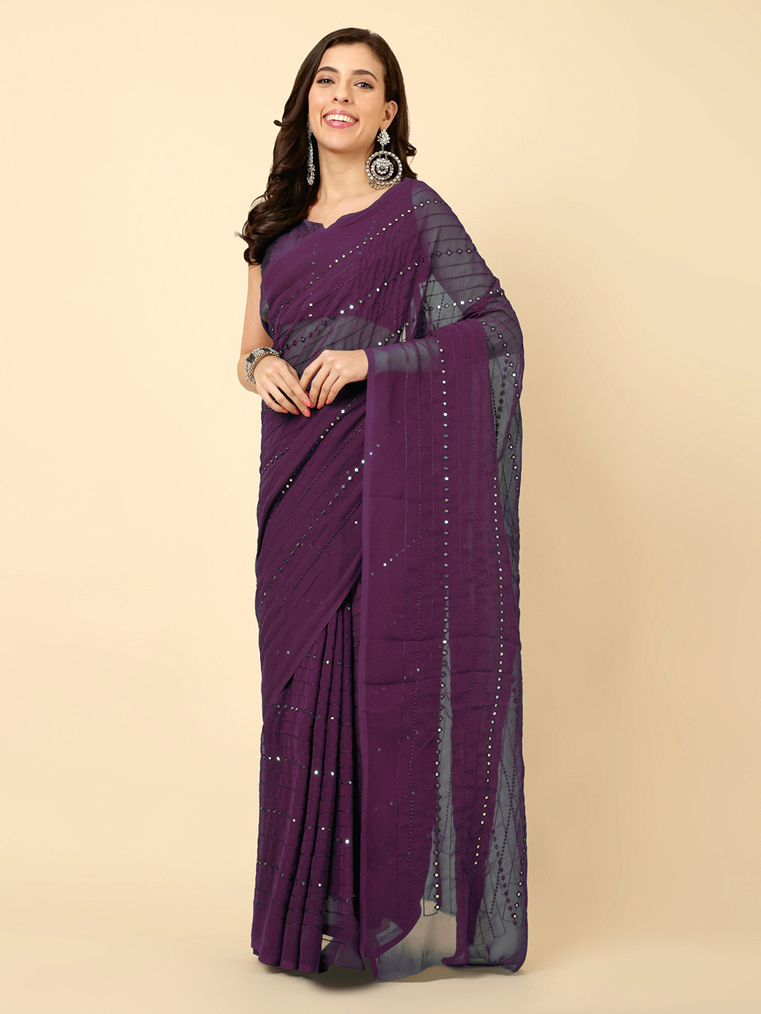 Civamee Embroidered Georgette Designer Saree