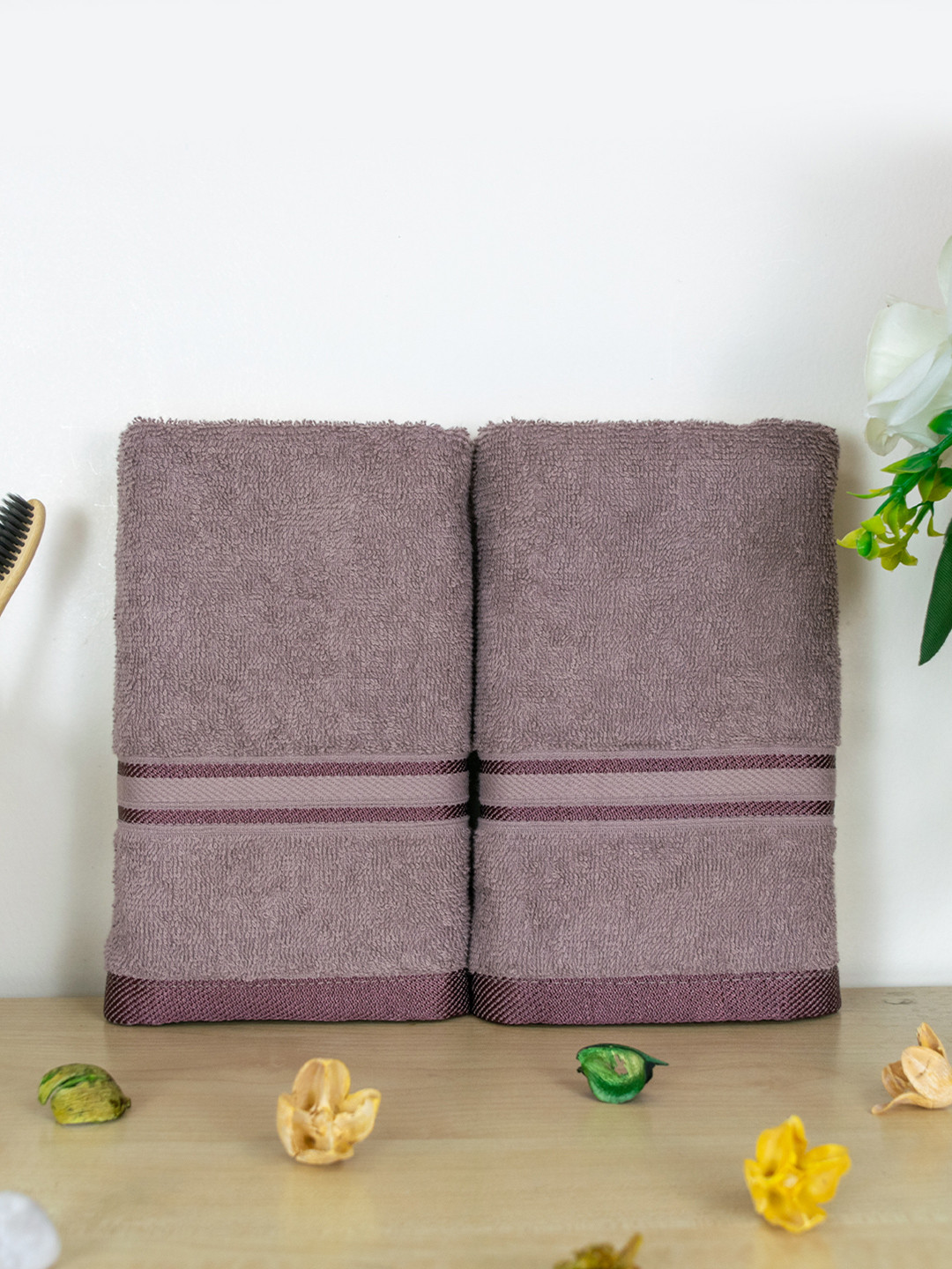 Aura Charcoal 2-Pcs Grey 400 GSM Pure Cotton Hand Towels