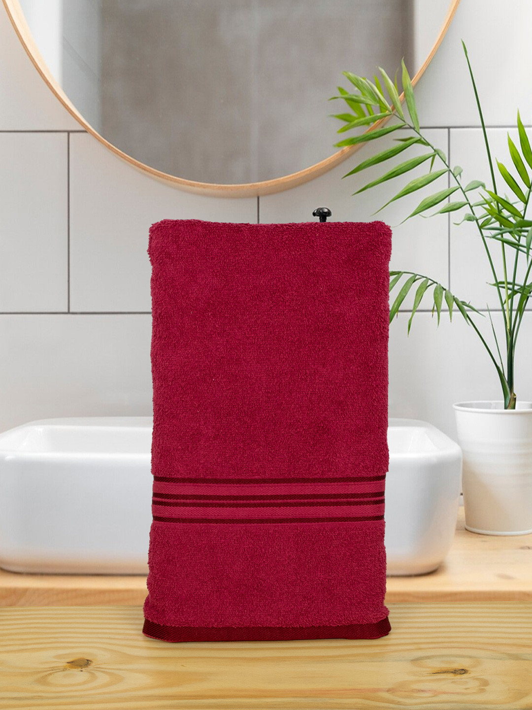 Aura Unisex Red Cotton 400 GSM Junior Bath Towels
