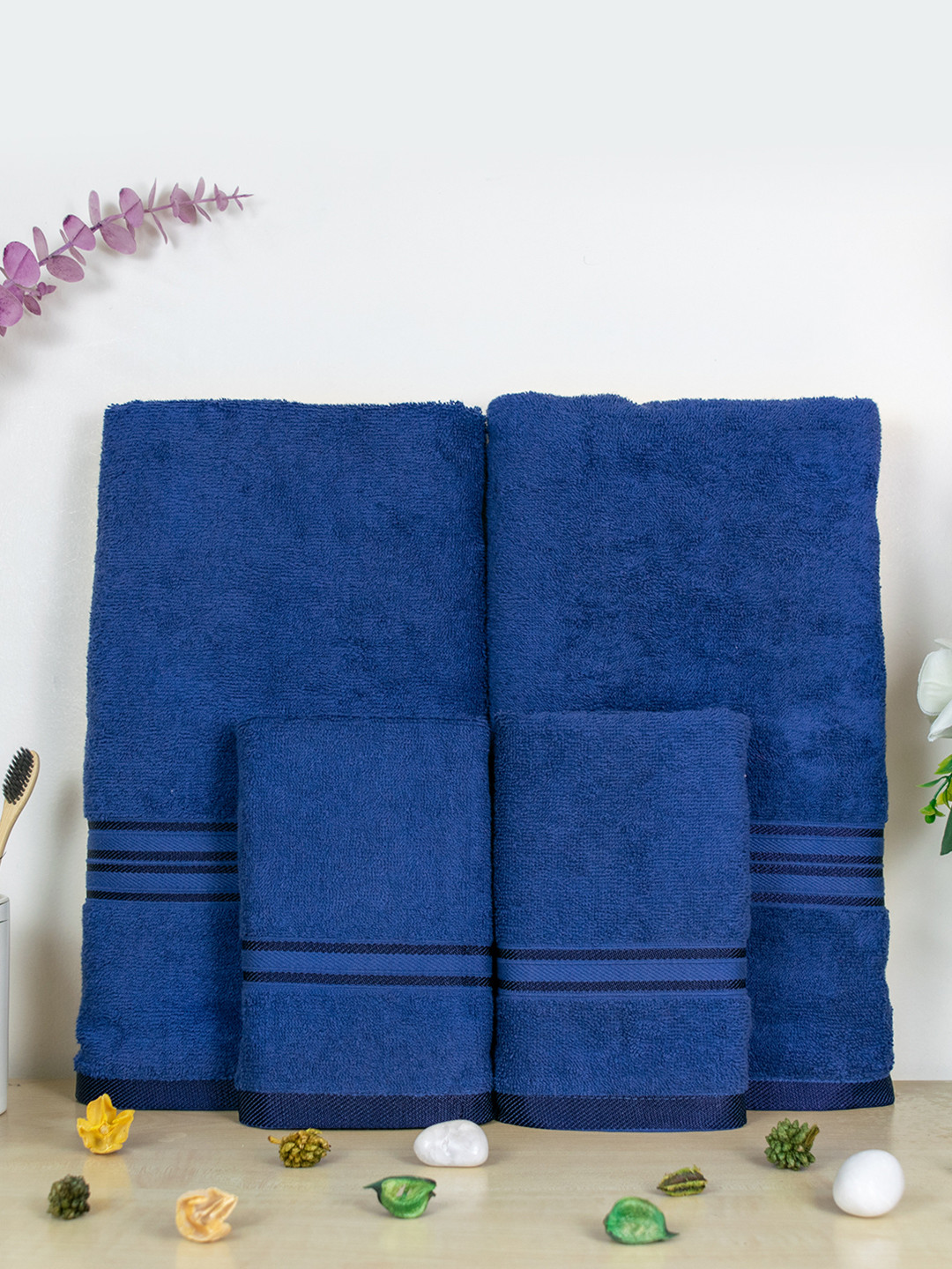 Aura Navy Blue 4Pcs Cotton 400 GSM Towel Set