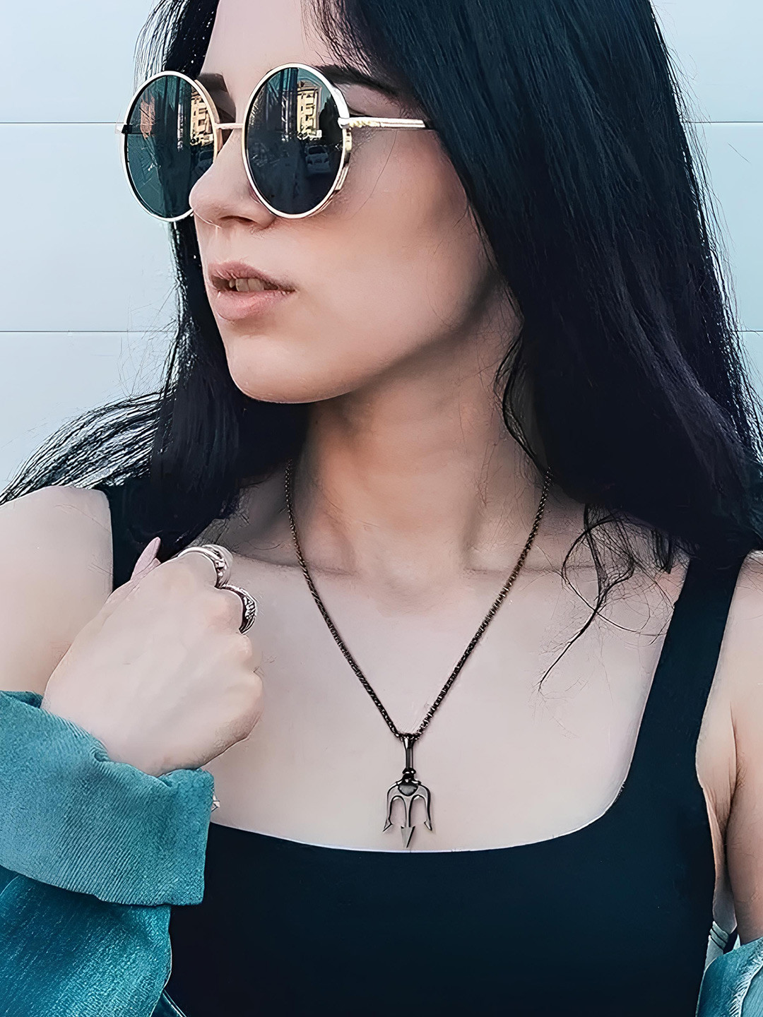 KARISHMA KREATIONS Stainless Steel Geometric-Charm Pendent With Chain