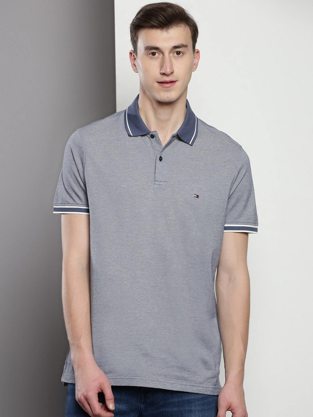 Tommy Hilfiger Self Design Polo Collar T-shirt
