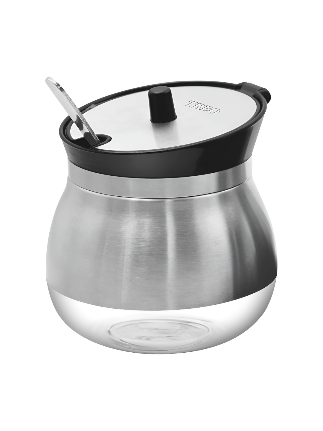 Treo Silver Toned Ghee Dani Storage Jar With Spoon 270 ml