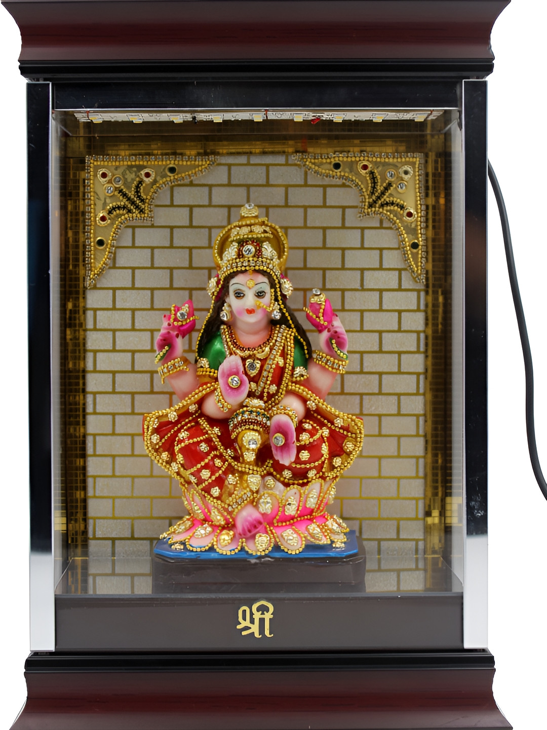 ESVAR STONECRAFT Maroon Polyresin Glossy Prayer Room Small Showpiece - 11.4 Inches