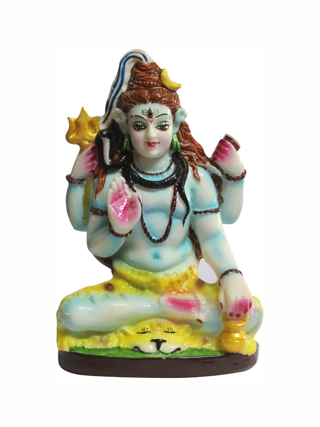 ESVAR STONECRAFT Blue Polyresin Matte Prayer Room Small Showpiece - 6.3 Inches