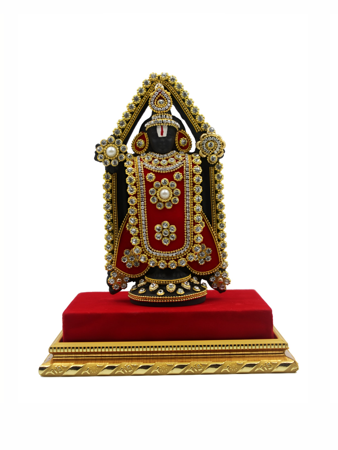 ESVAR STONECRAFT Black Polyresin Glossy Prayer Room Medium Showpiece - 8.3 Inches