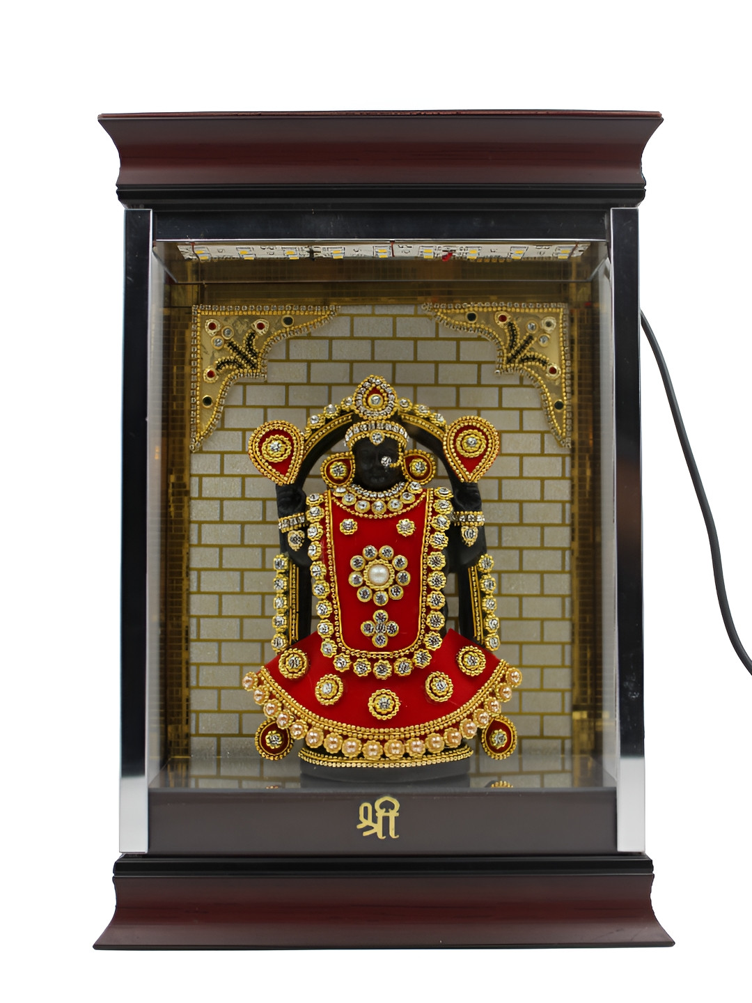 ESVAR STONECRAFT Black Polyresin Glossy Prayer Room Medium Showpiece - 11.4 Inches
