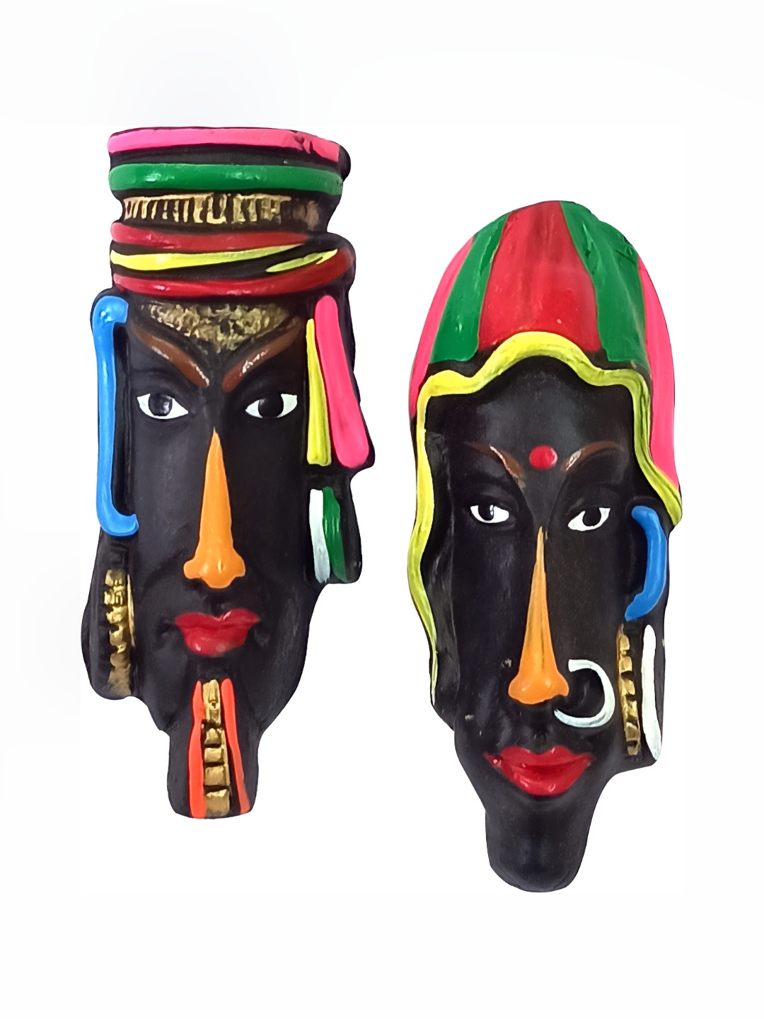 ESVAR STONECRAFT Black Terracotta Natural Living Room Set of 2 Tiny Showpieces - 4.3 Inches