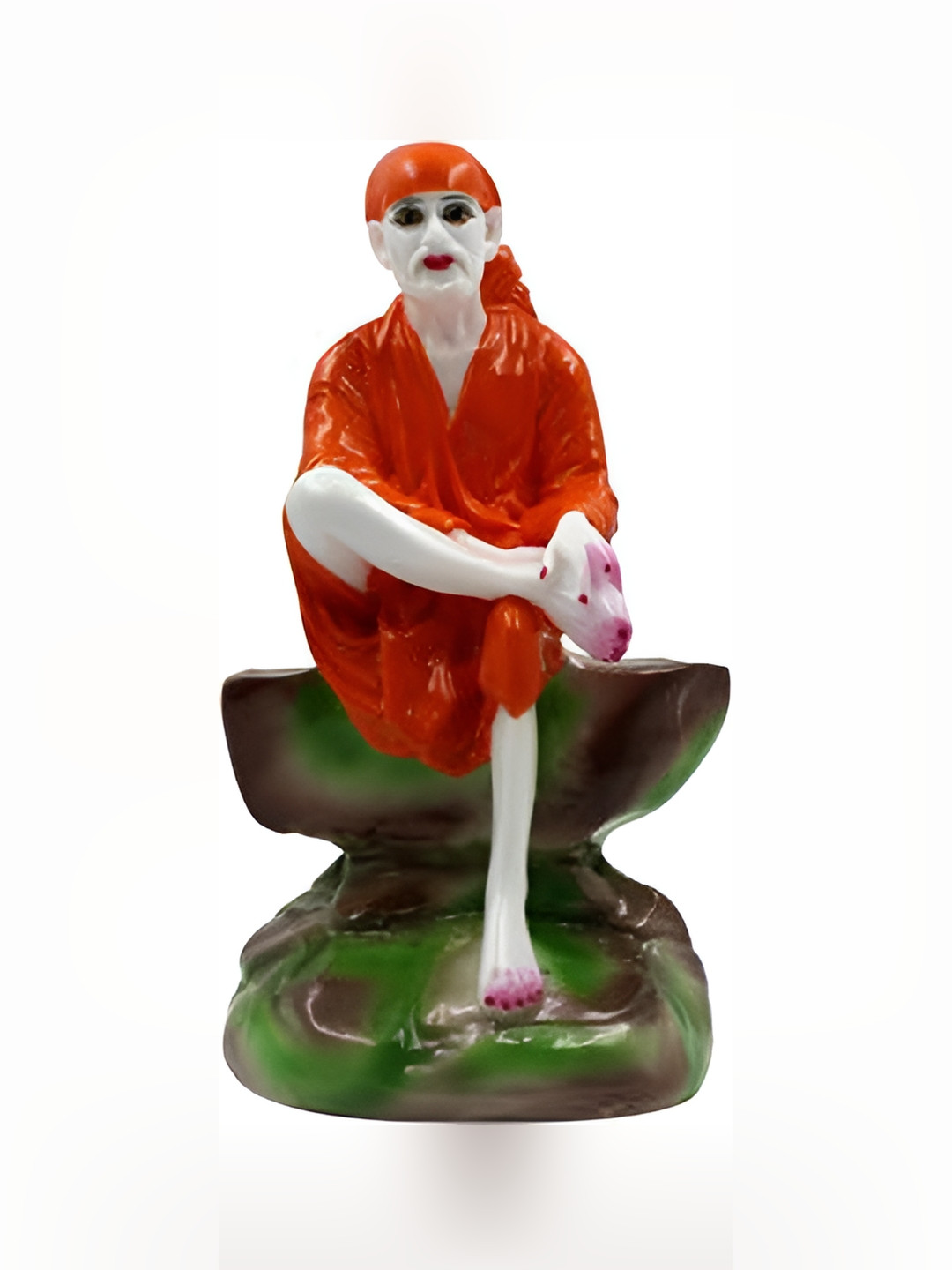 ESVAR STONECRAFT Orange Polyresin Glossy Prayer Room Medium Showpiece - 9.8 Inches