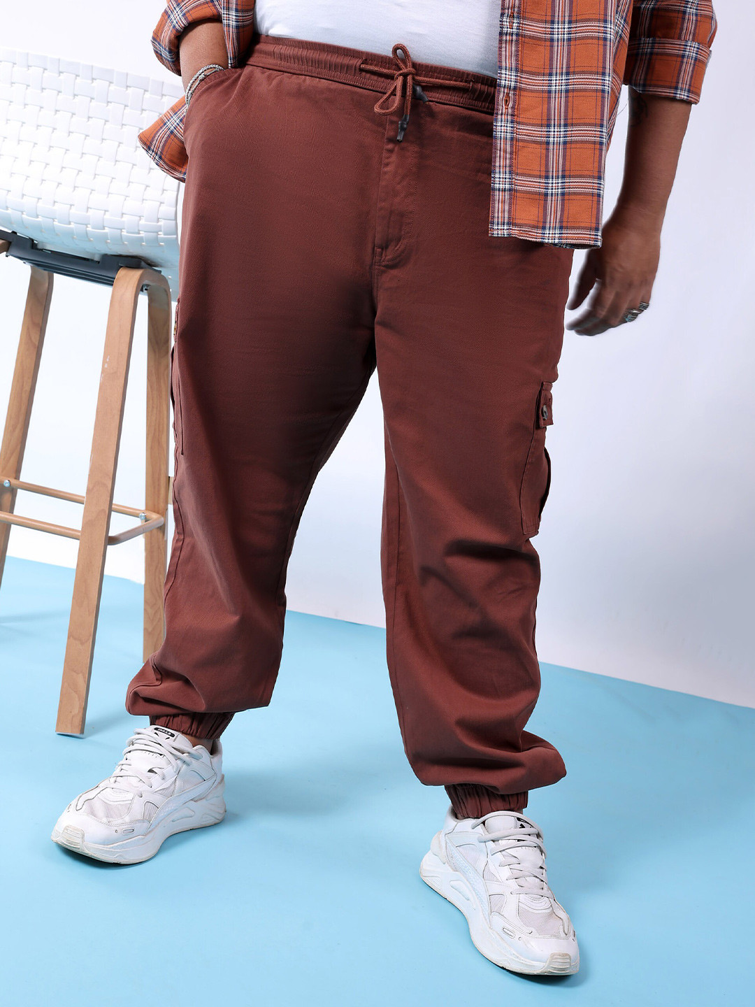 Hardsoda by The Indian Garage Co Men Plus Size Mid-Rise Cargos