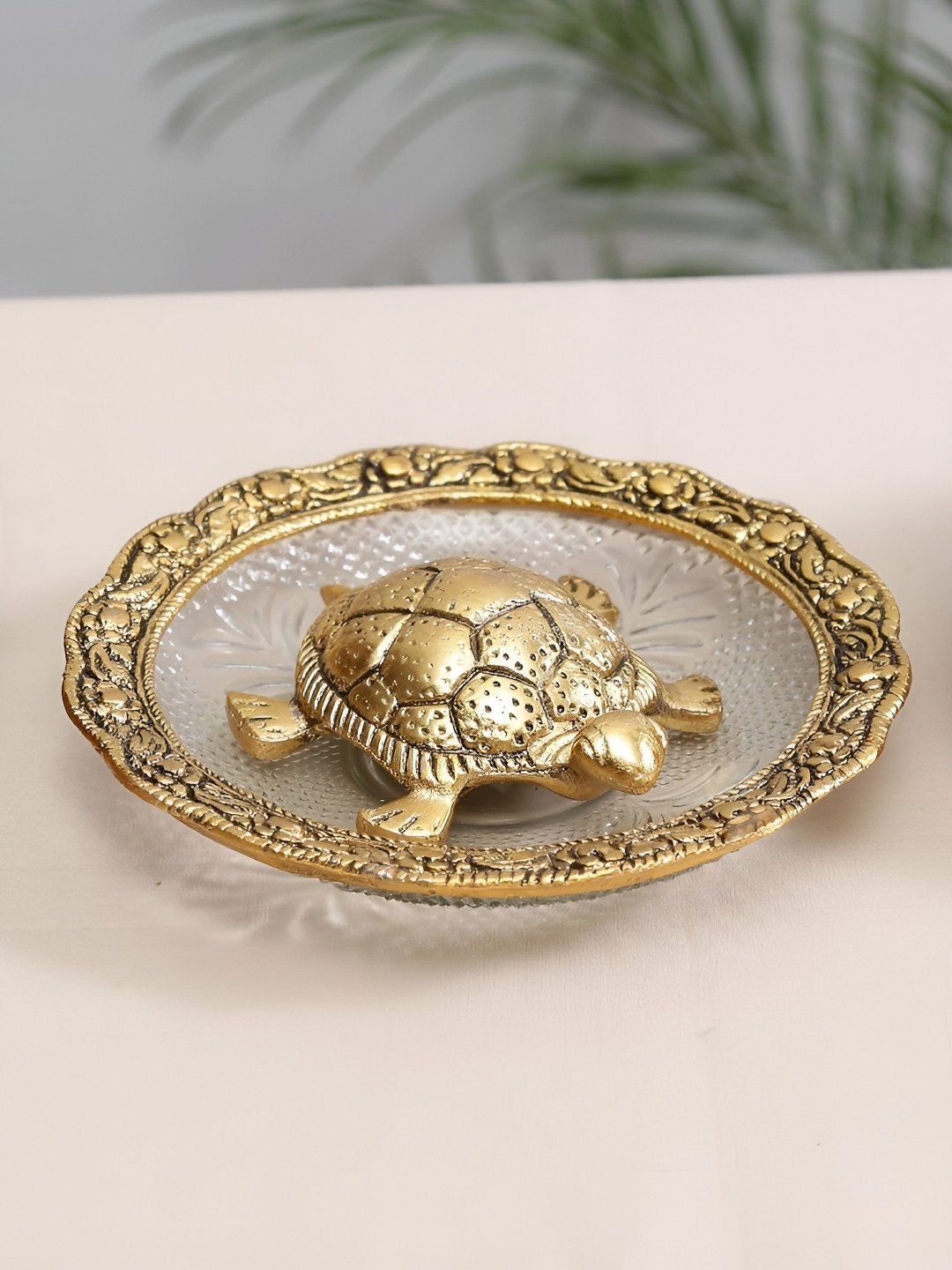 Kridaykraft Gold Aluminium Metallic Living Room Set of 2 Tiny Showpieces - 1.2 Inches