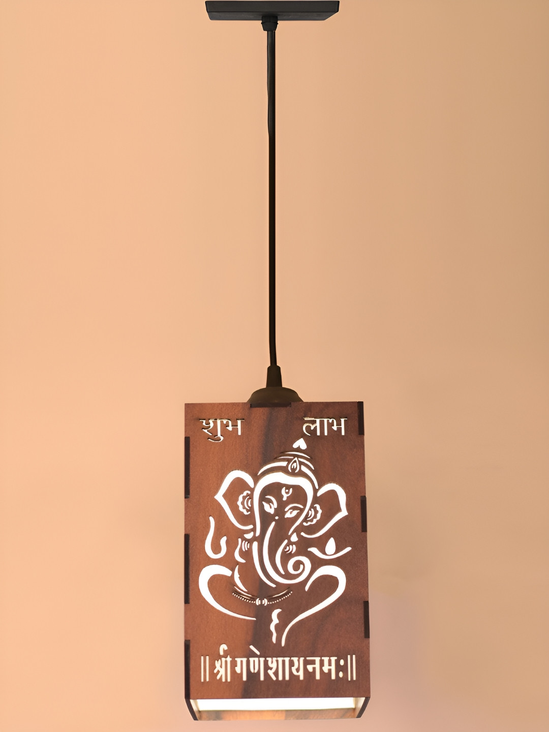 Gojeeva Brown Wooden 10 Watts Traditional Ceiling Lamp
