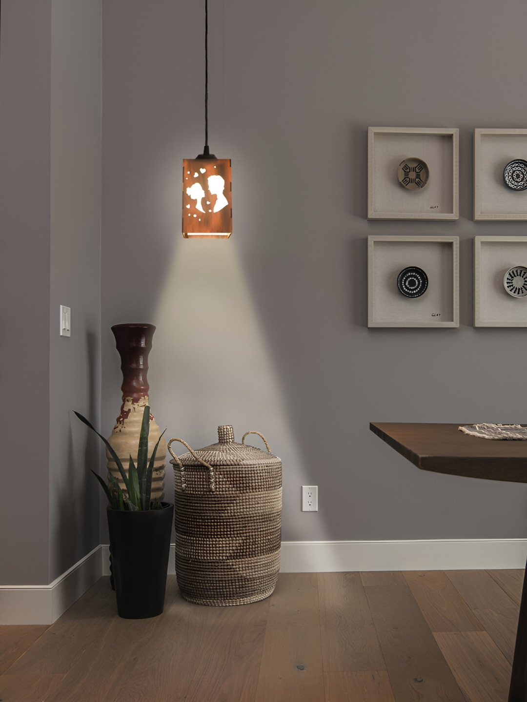 Gojeeva Brown 2 Pieces Wooden 10 Watts Traditional Ceiling Lamp