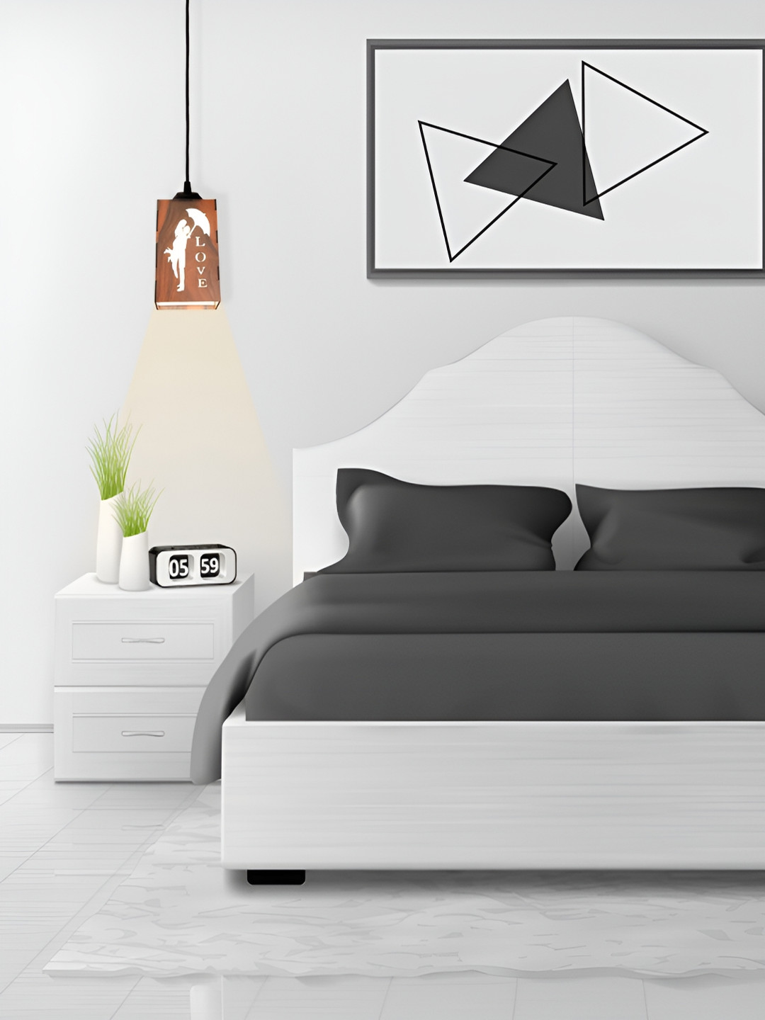 Gojeeva Brown and White 4 Pcs Wooden 10 Watts Rectangular Contemporary Ceiling Lamps