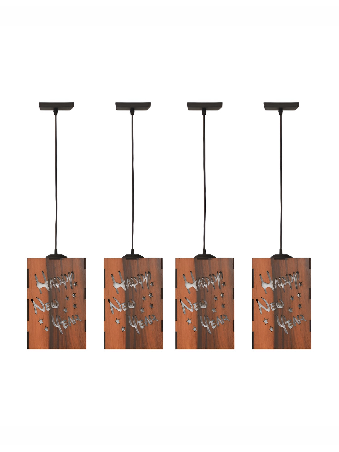 Gojeeva Brown and White 4 Pcs Wooden 10 Watts Rectangular Contemporary Ceiling Lamps