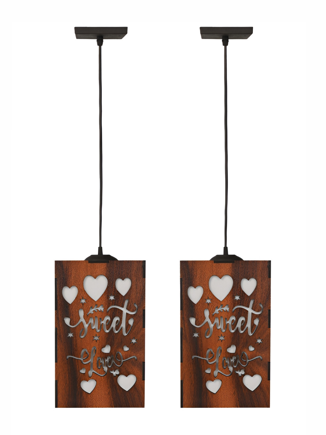 Gojeeva Brown and White 2 Pieces Wooden 10 Watts Rectangular Contemporary Ceiling Lamps