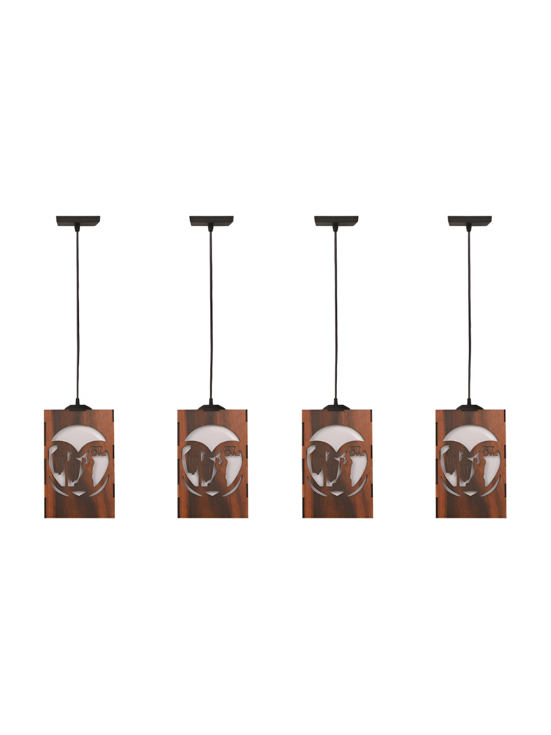 Gojeeva Brown and White 4 Pcs Wooden 10 Watts Rectangular Contemporary Ceiling Lamps