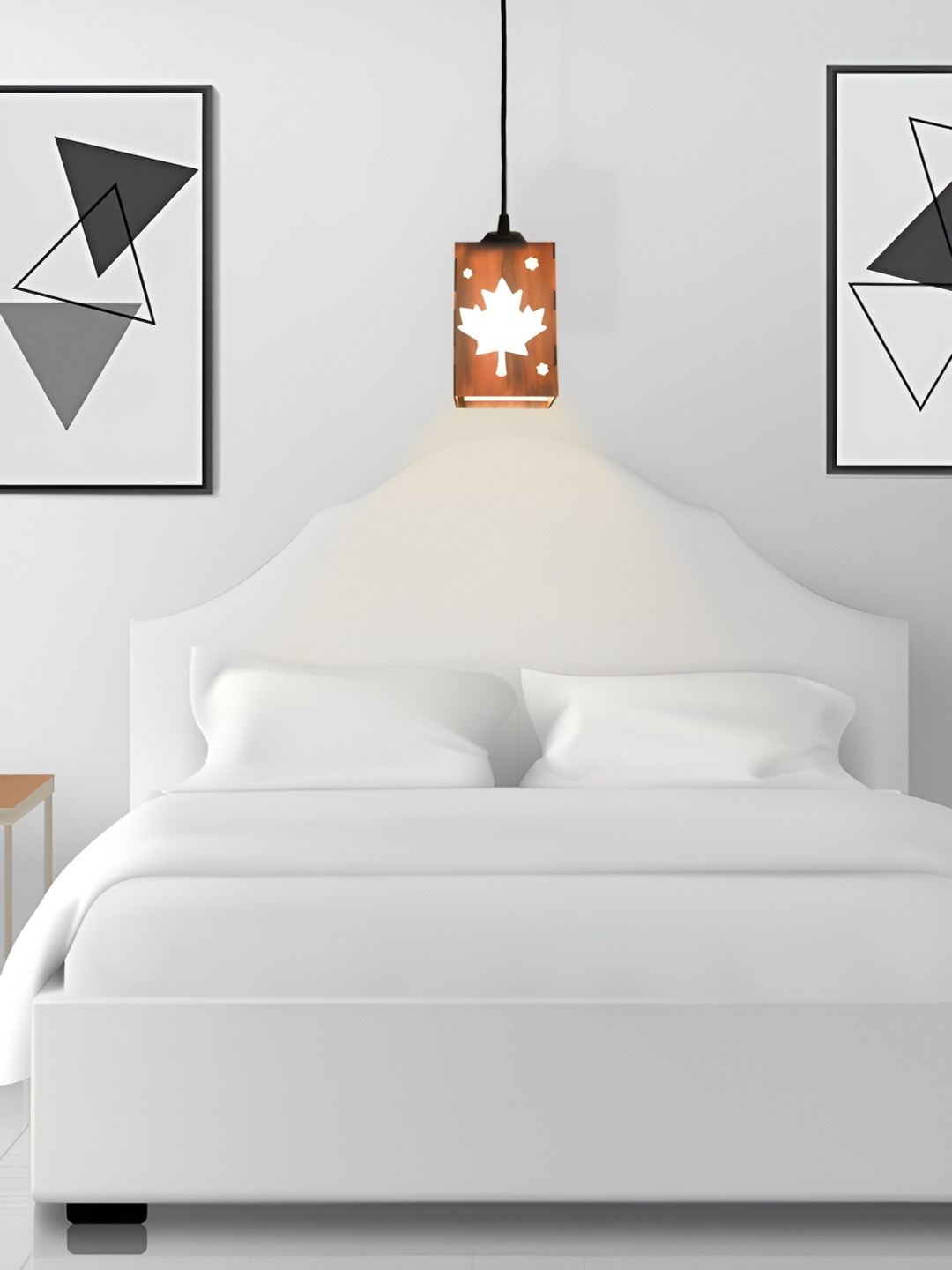 Gojeeva Brown Rectangle Textured Wooden Contemporary Ceiling Lamp