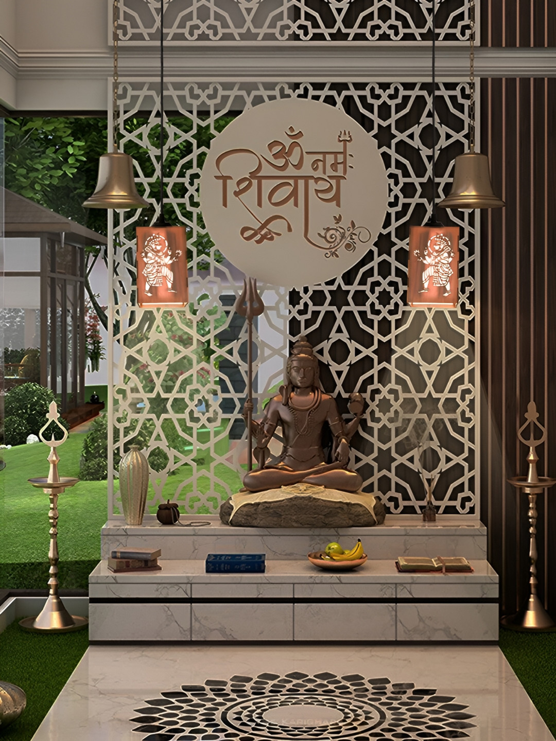 Gojeeva Brown 2 Pieces  Carved Textured Wooden Ceiling Lamp With Adjustable Cord