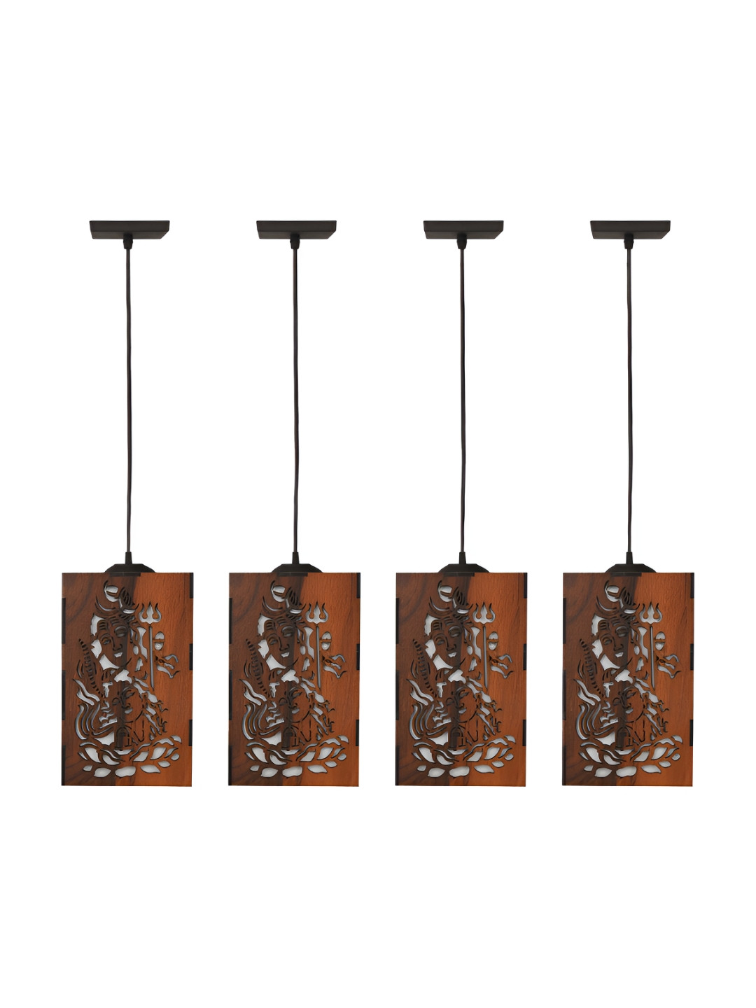Gojeeva Brown Traditional Wooden Ceiling Lamp