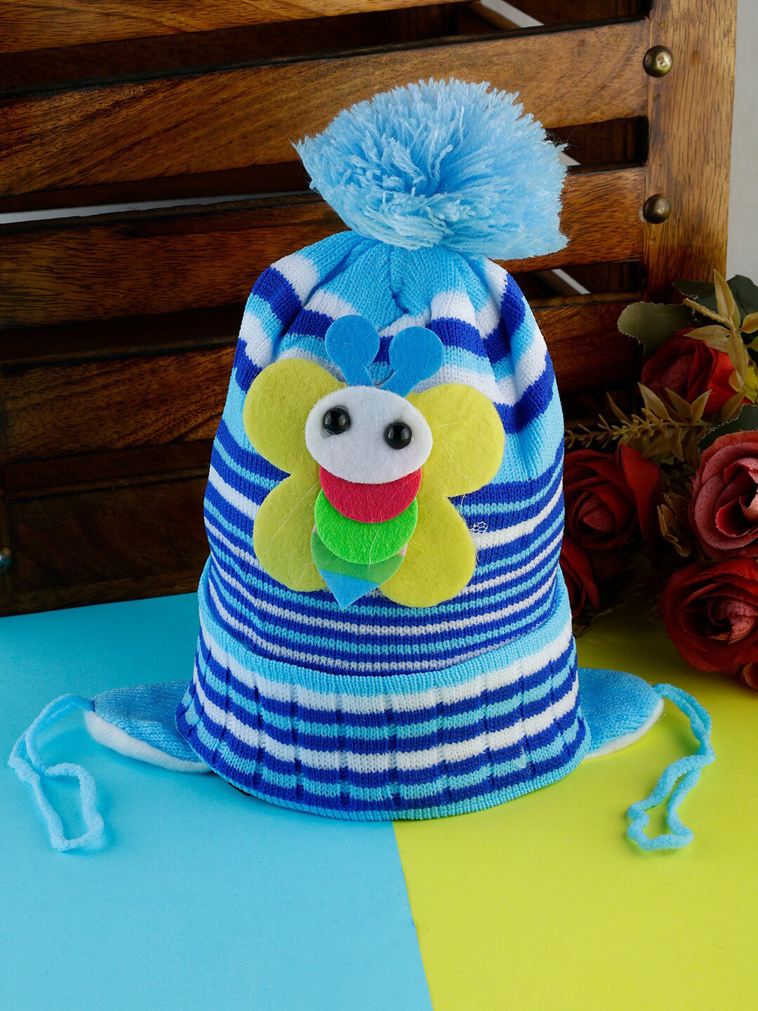 PASSION PETALS Infants Boys Striped Applique Woolen Beanie Cap