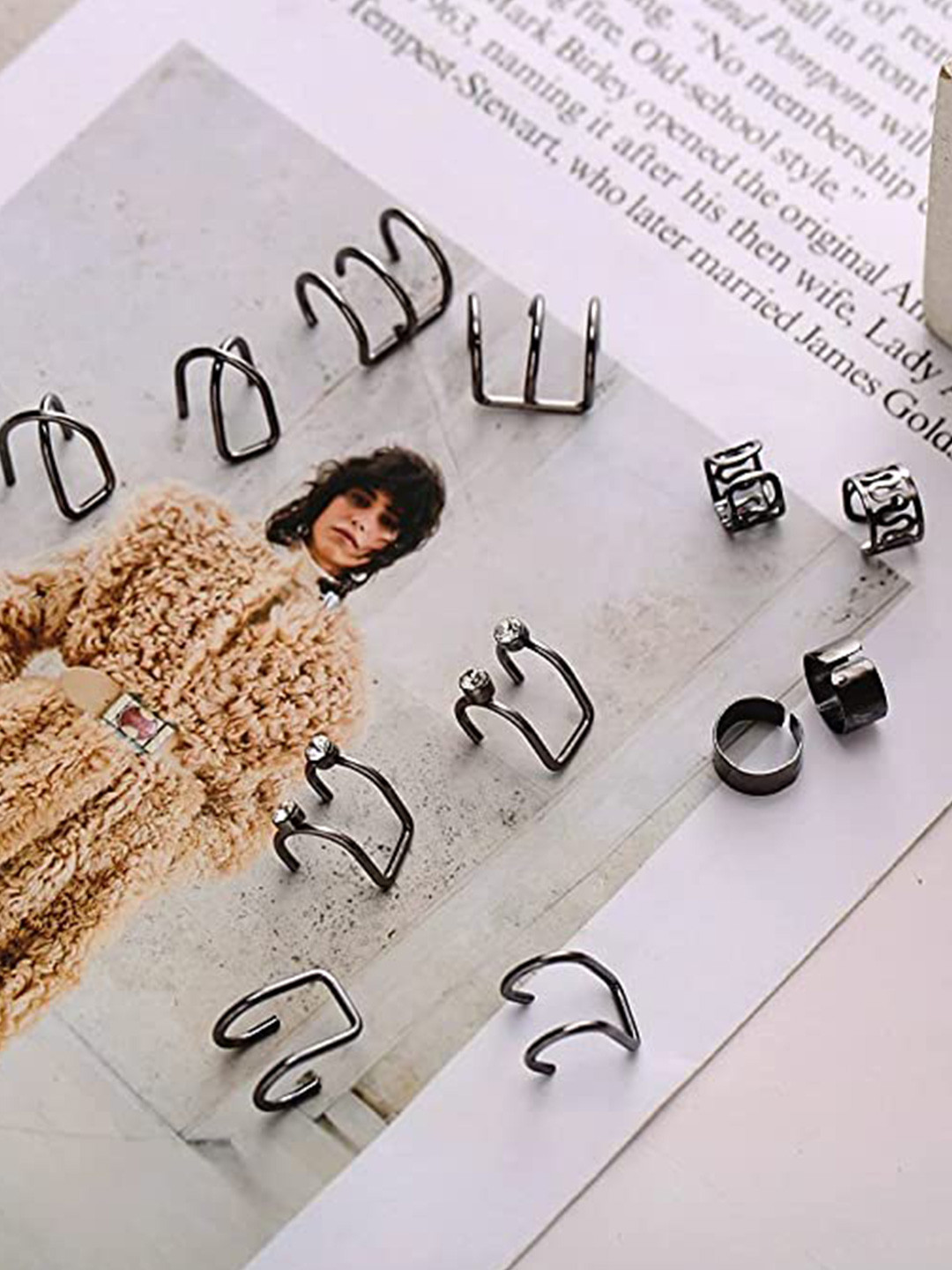 Shining Diva Fashion  Set Of 6 Clip On Ear Cuffs