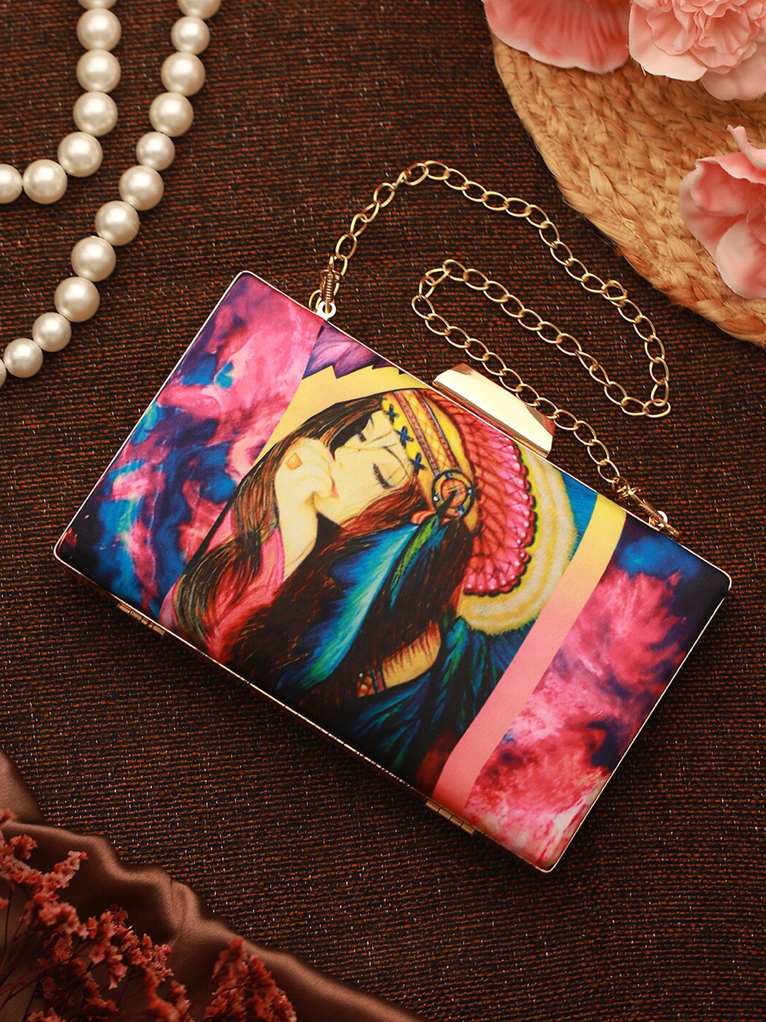 Jazz and Sizzle Printed Box Clutch