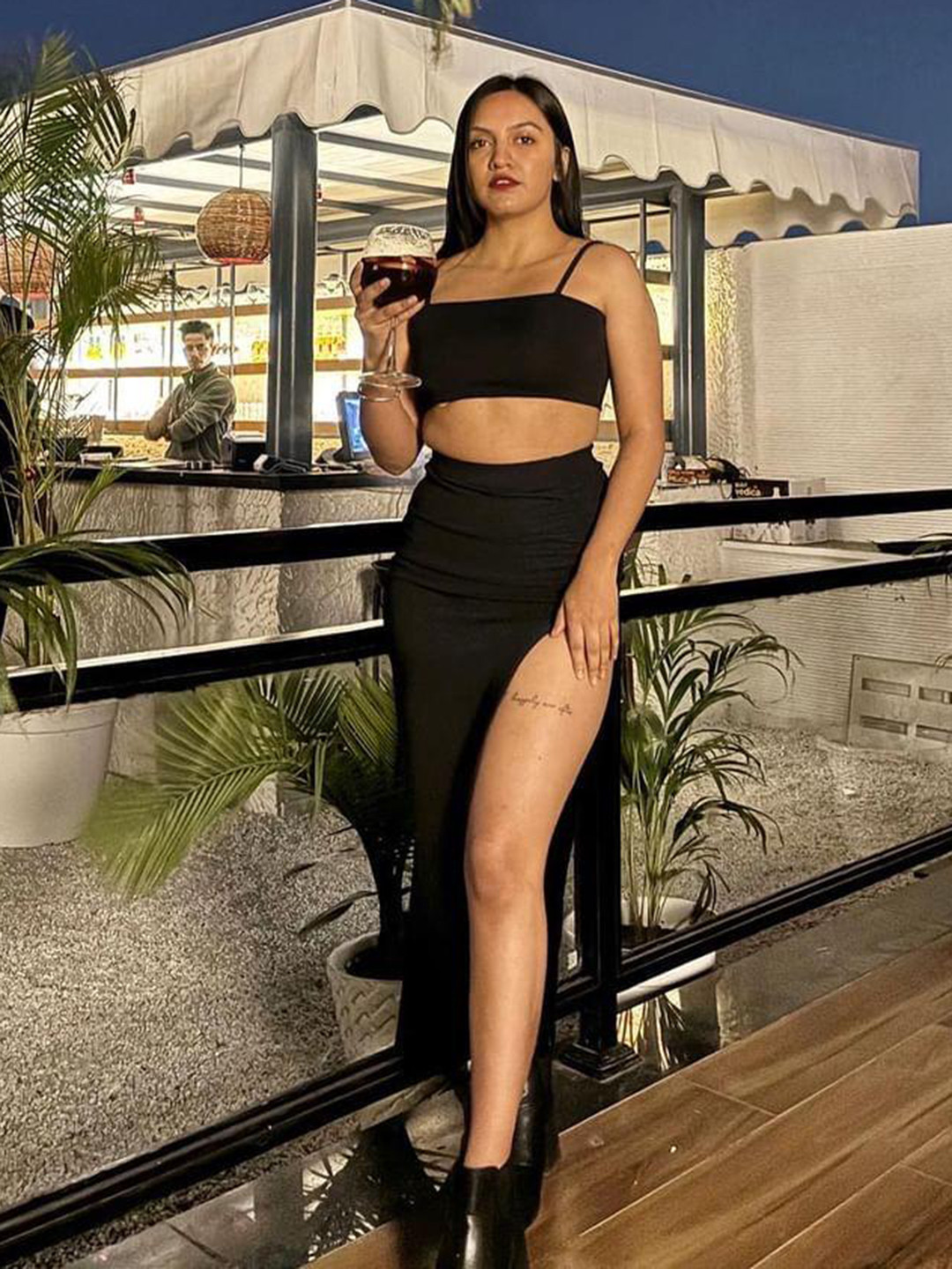 BAESD Strap Shoulder Tube Top And Slit Maxi Skirt