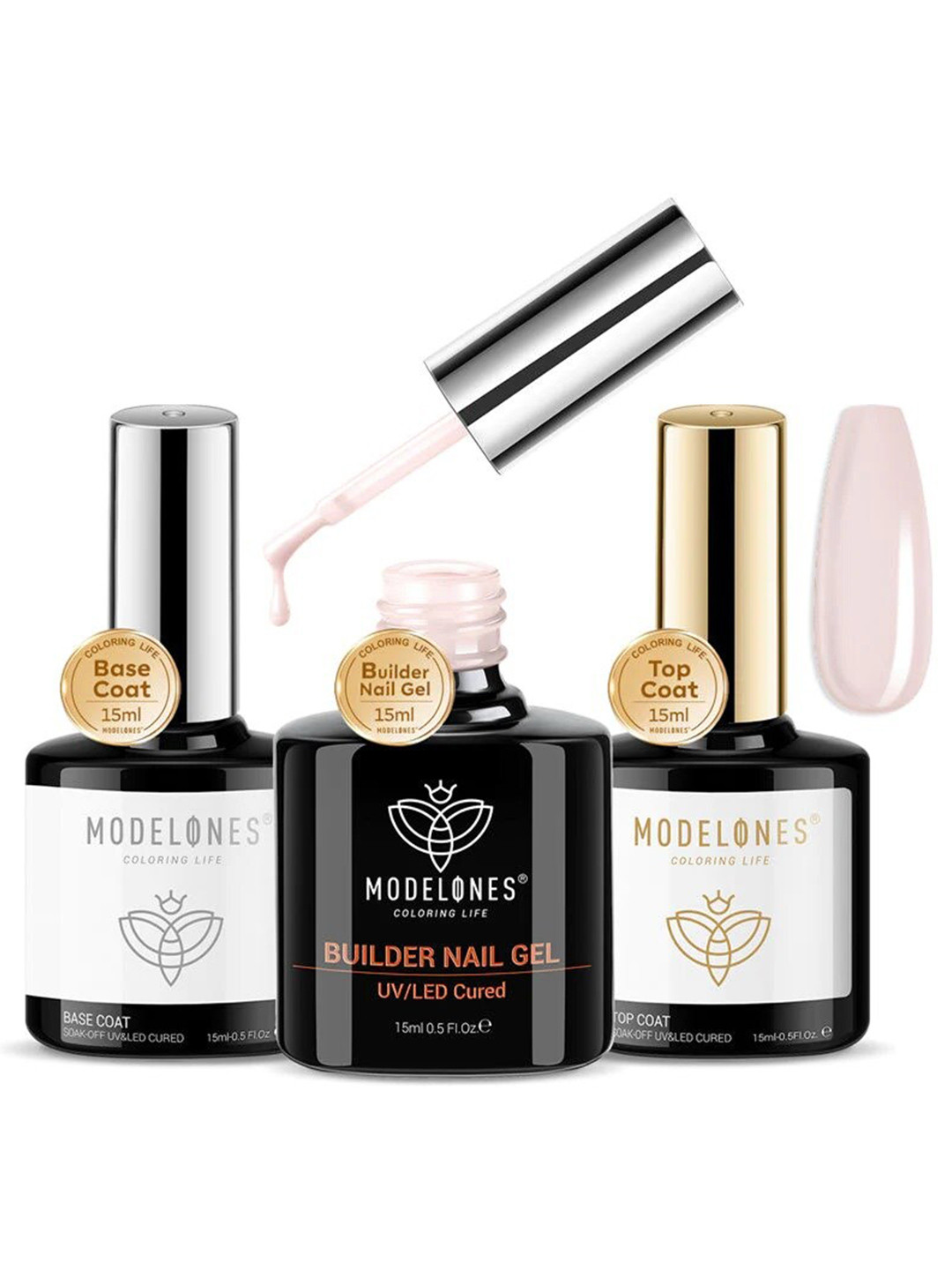 Modelones 8-In-1 Builder Nail UV LED Gel Nail Polish 005 With Top & Base Coat - 15ml Each