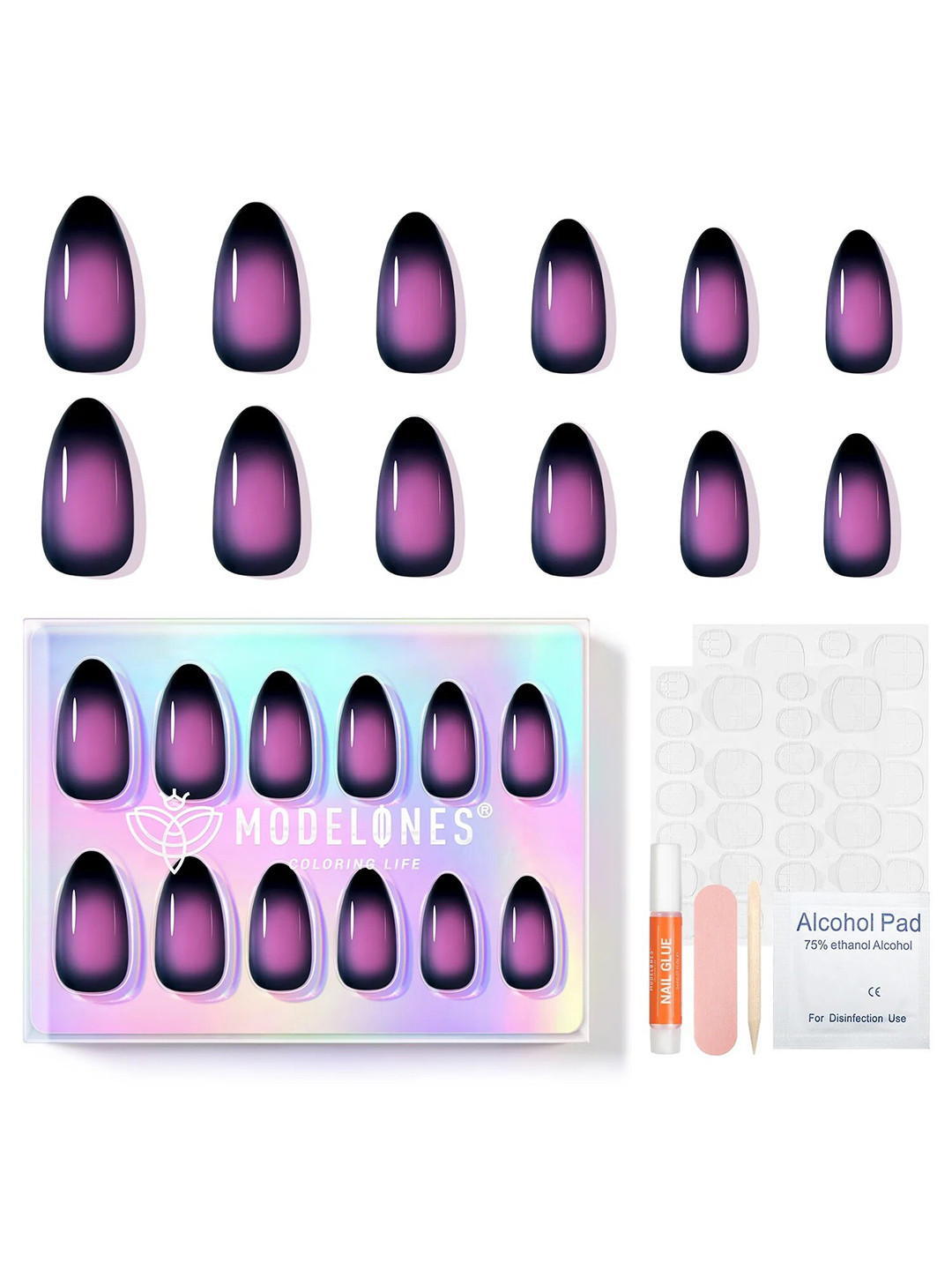 Modelones 24Pcs Short Almond Press On Nail Kit - Wild Inside