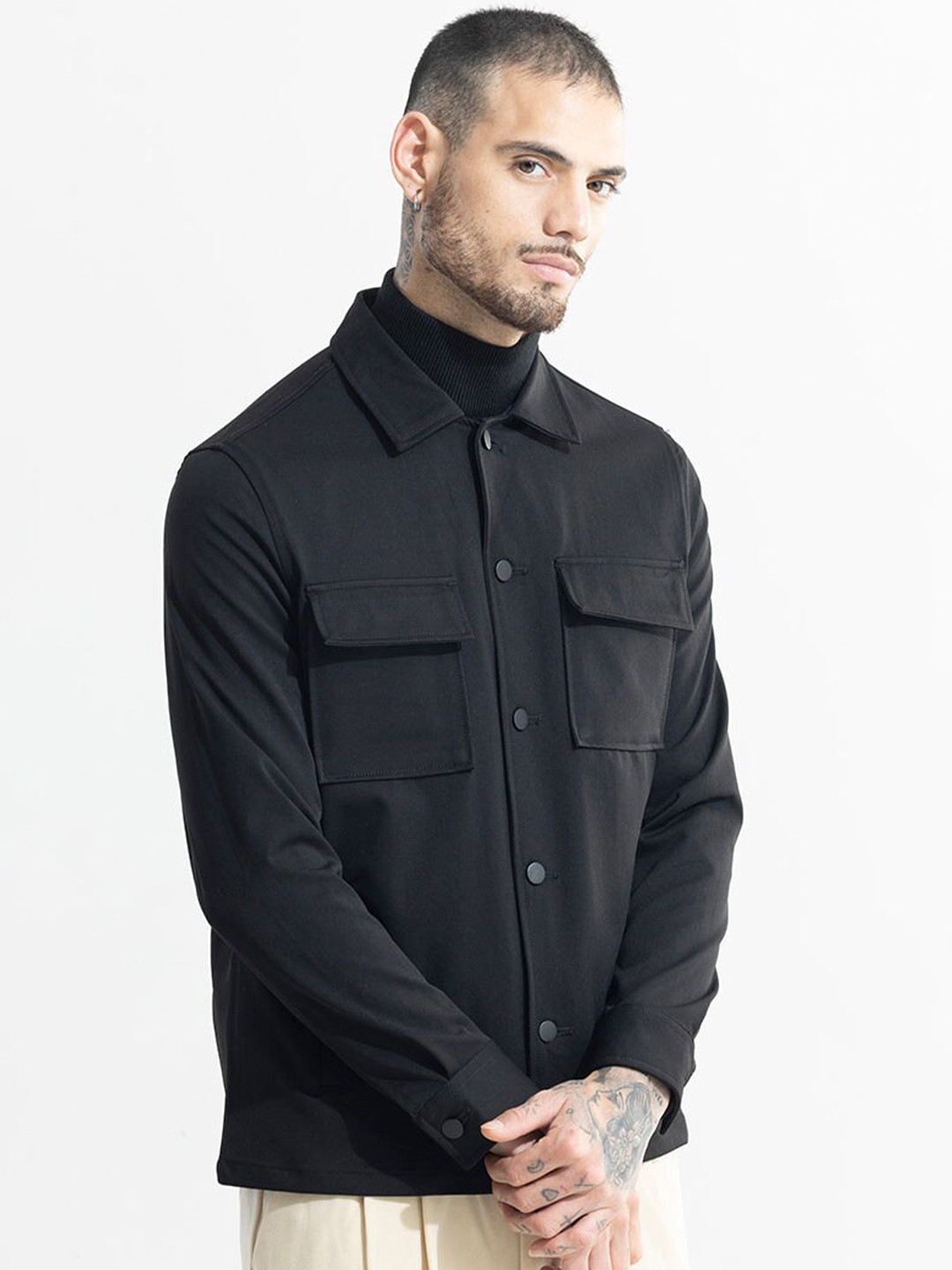 Snitch Black Pure Cotton Tailored Jacket