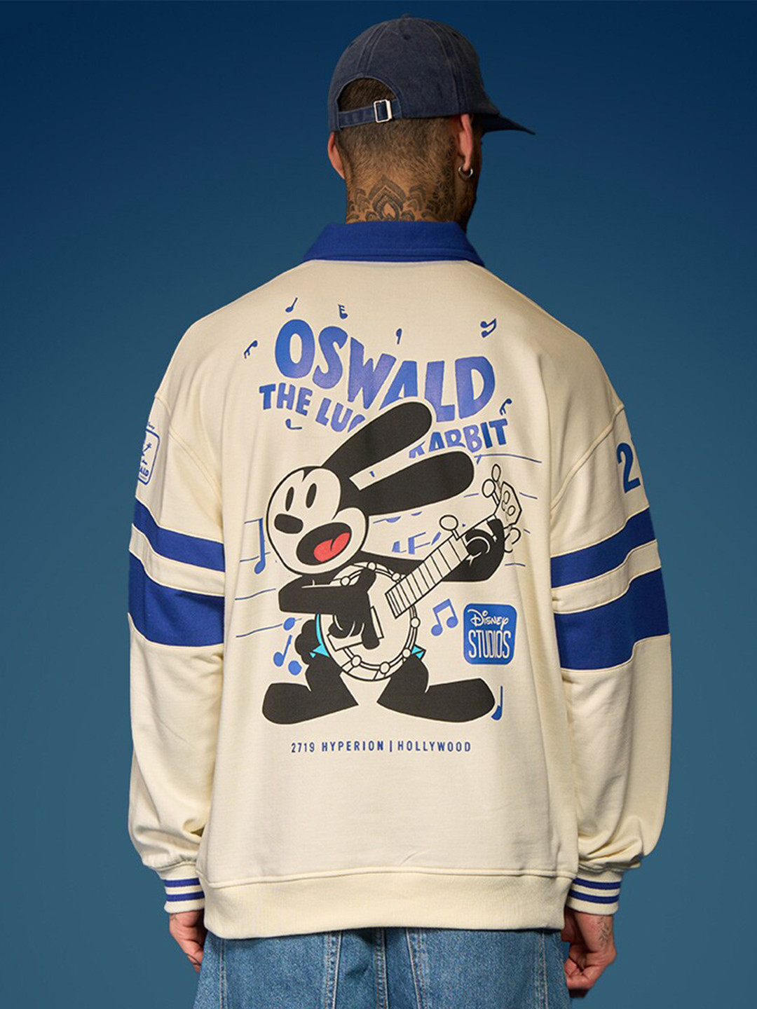 Bonkers Corner Beige Oswald Printed Cotton Oversized Pullover Sweatshirt