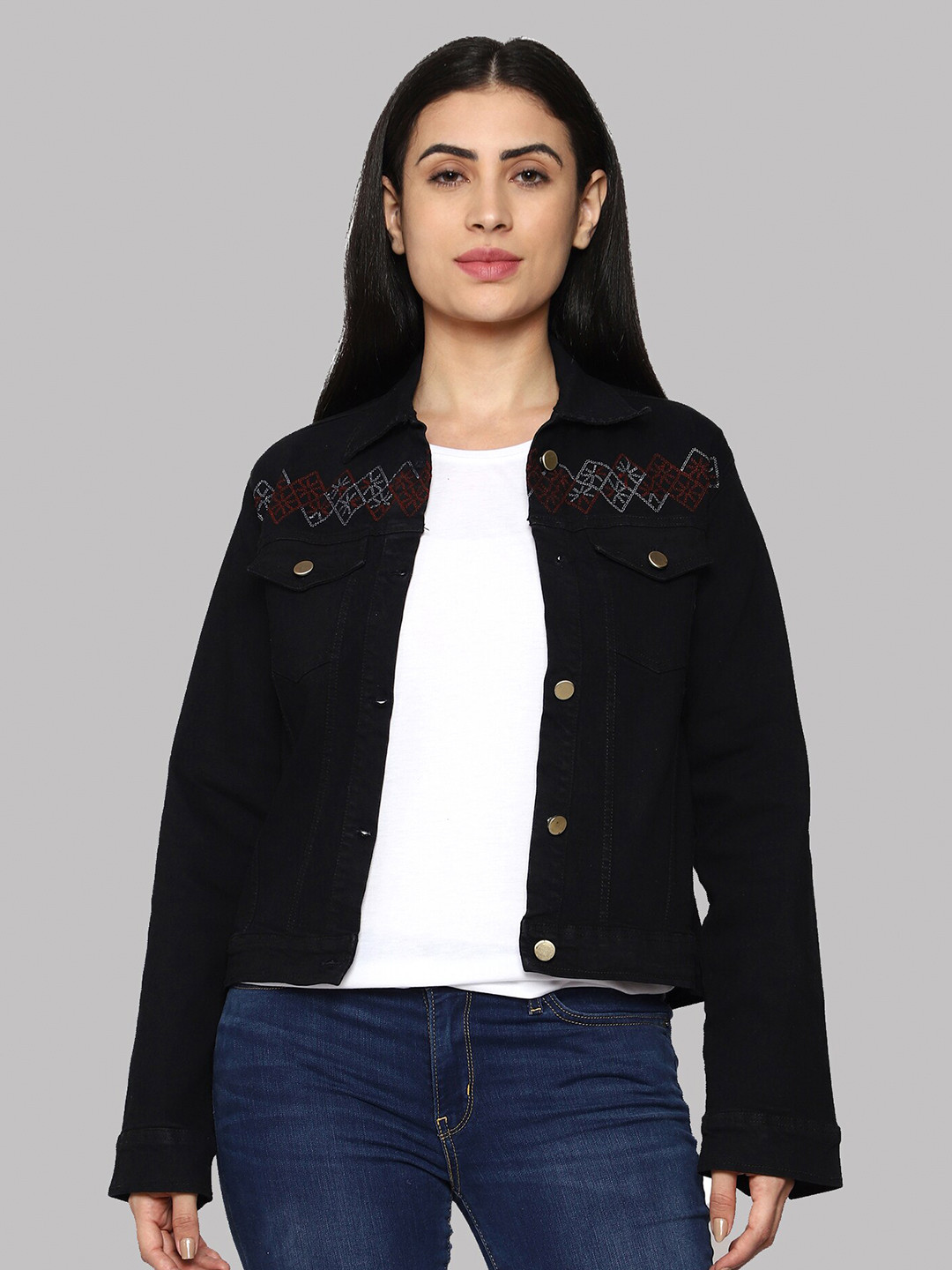 Jb Just BLACK Embroidered Cotton Denim Jacket