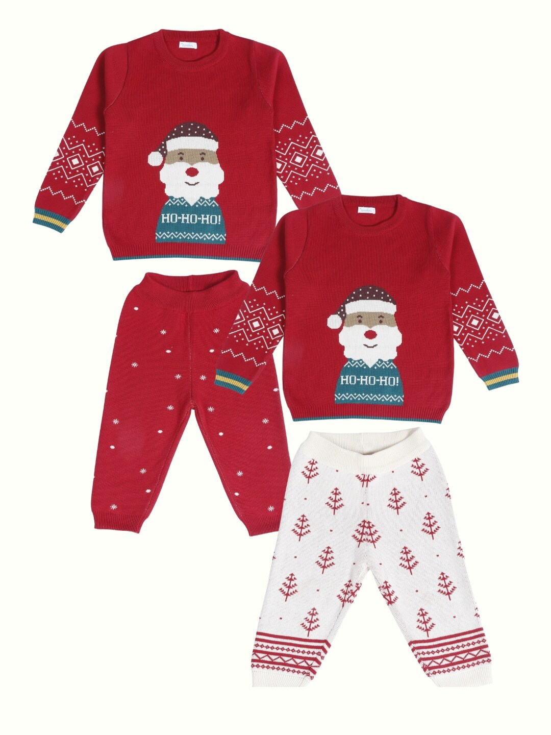 Greendeer Infants Pack Of 2 Woven Design Pure Cotton Sweater With Trousers