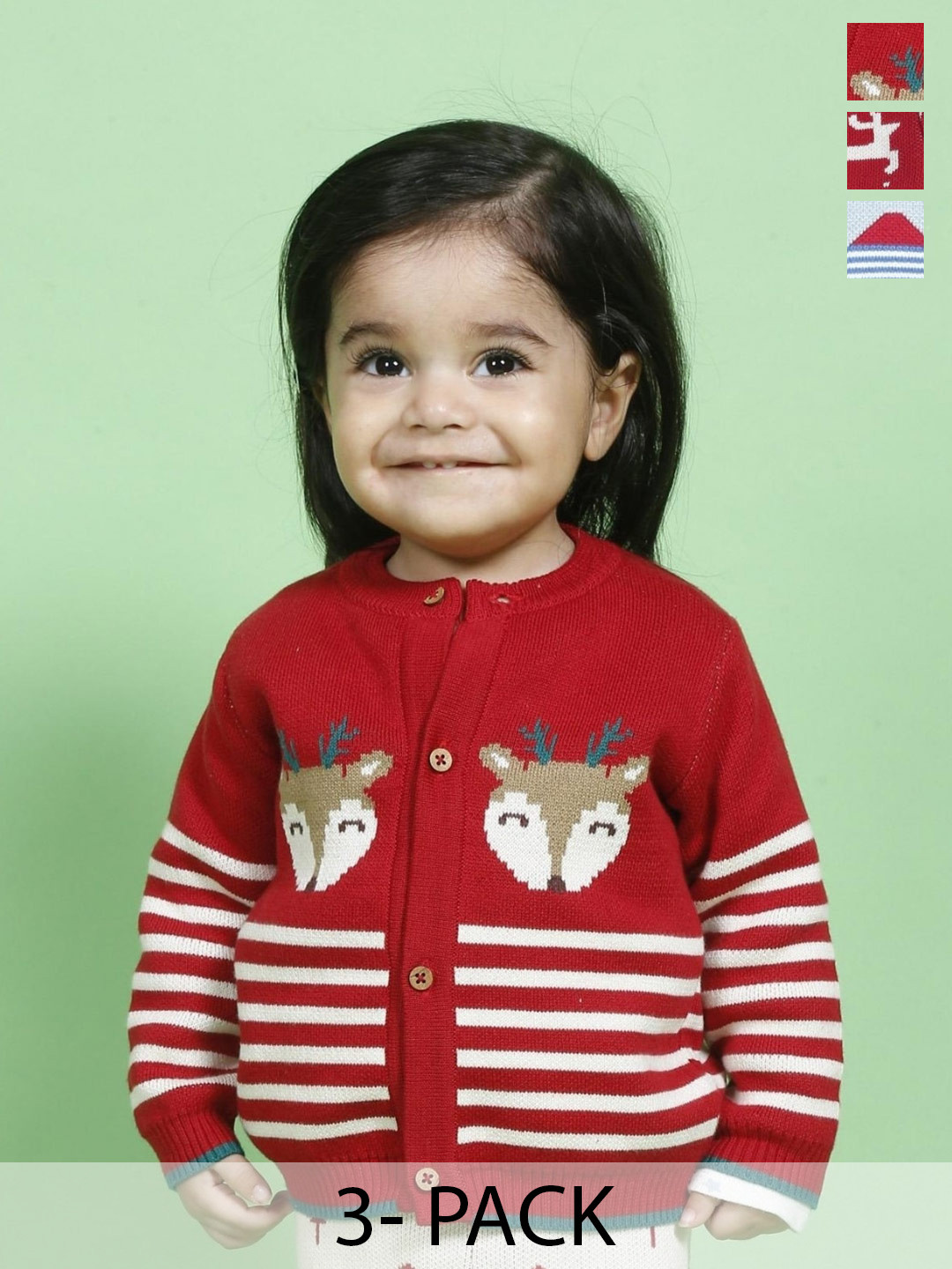 Greendeer Kids Pack of 2 Graphic Self Design Pure Cotton Cardigan