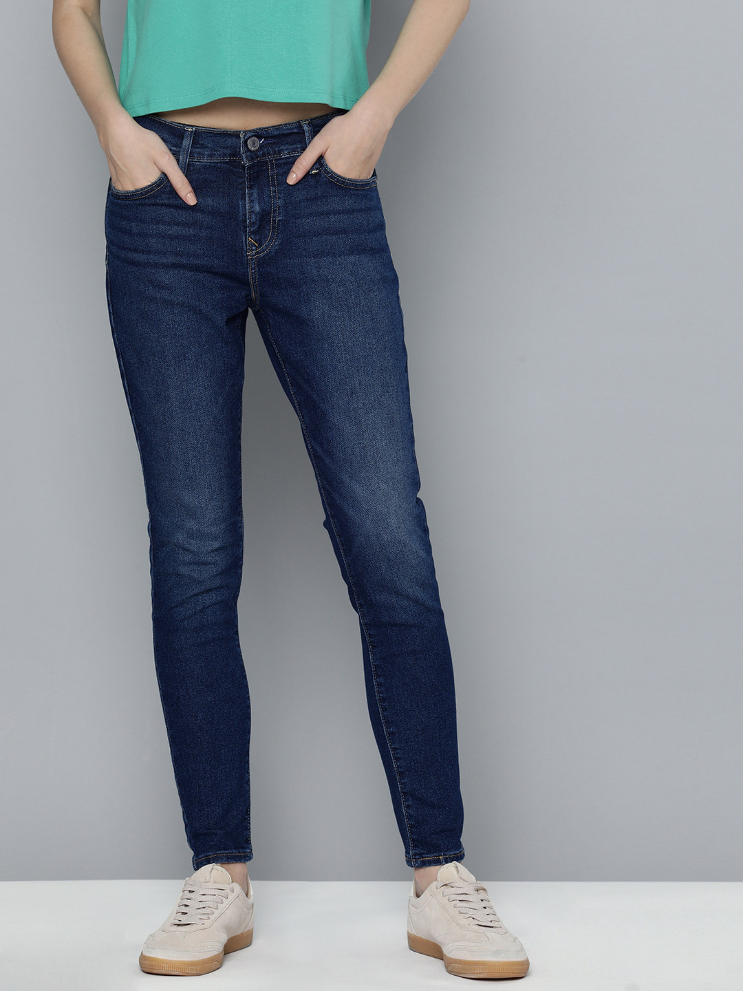 Levis Women's 710 Blue Skinny Fit Mid Rise Jeans