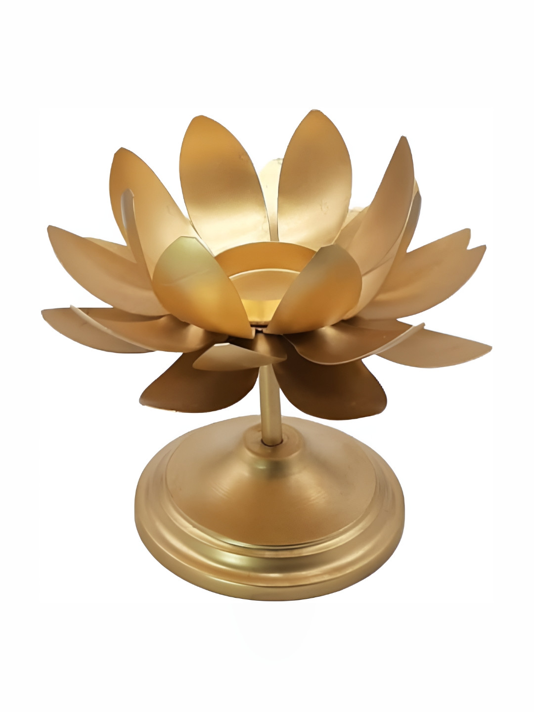 INDIA MEETS INDIA Gold Toned Textured Brass Candle Holder