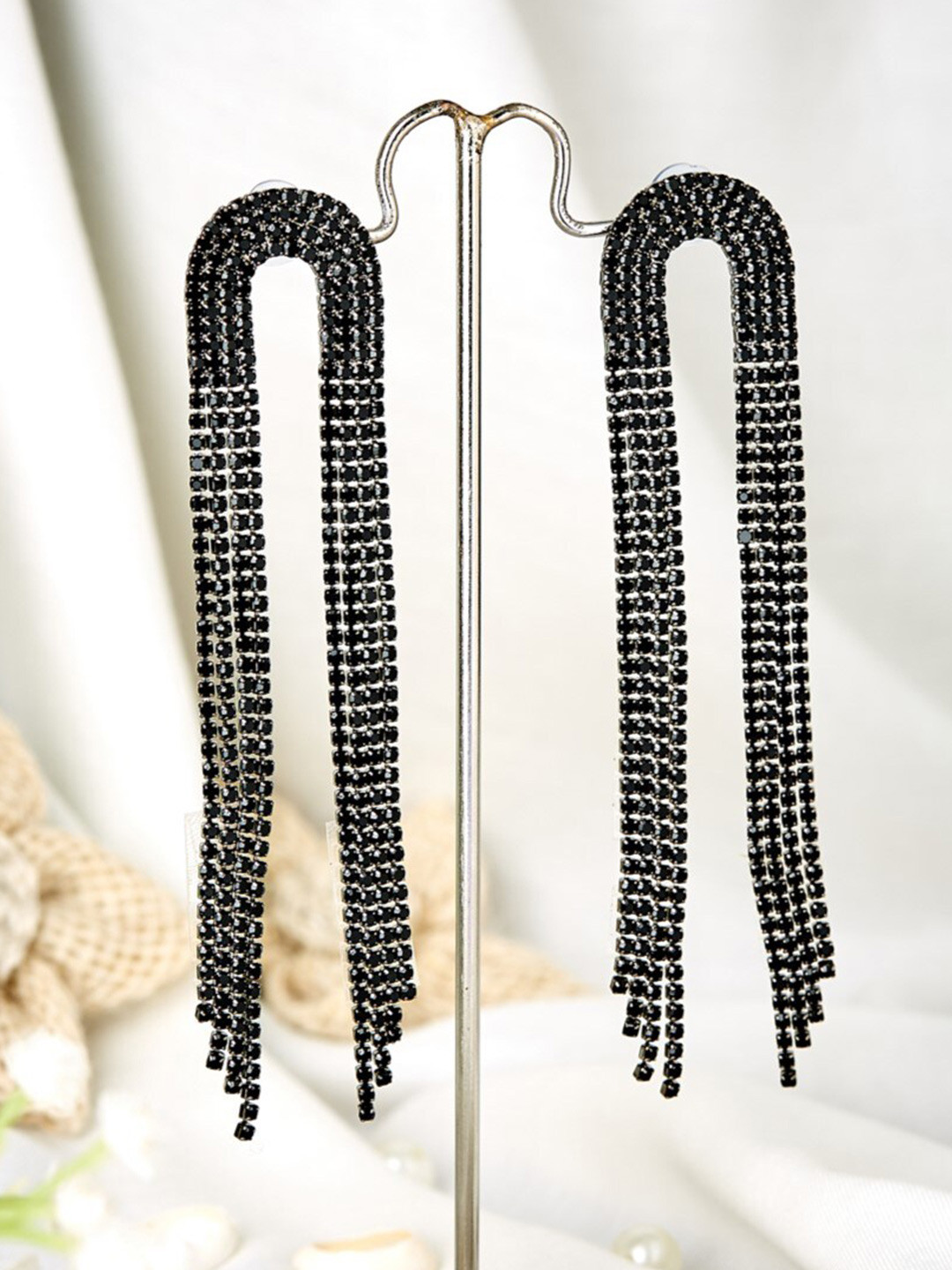 ATIBELLE Silver Plated Rhinestone Drop Earrings