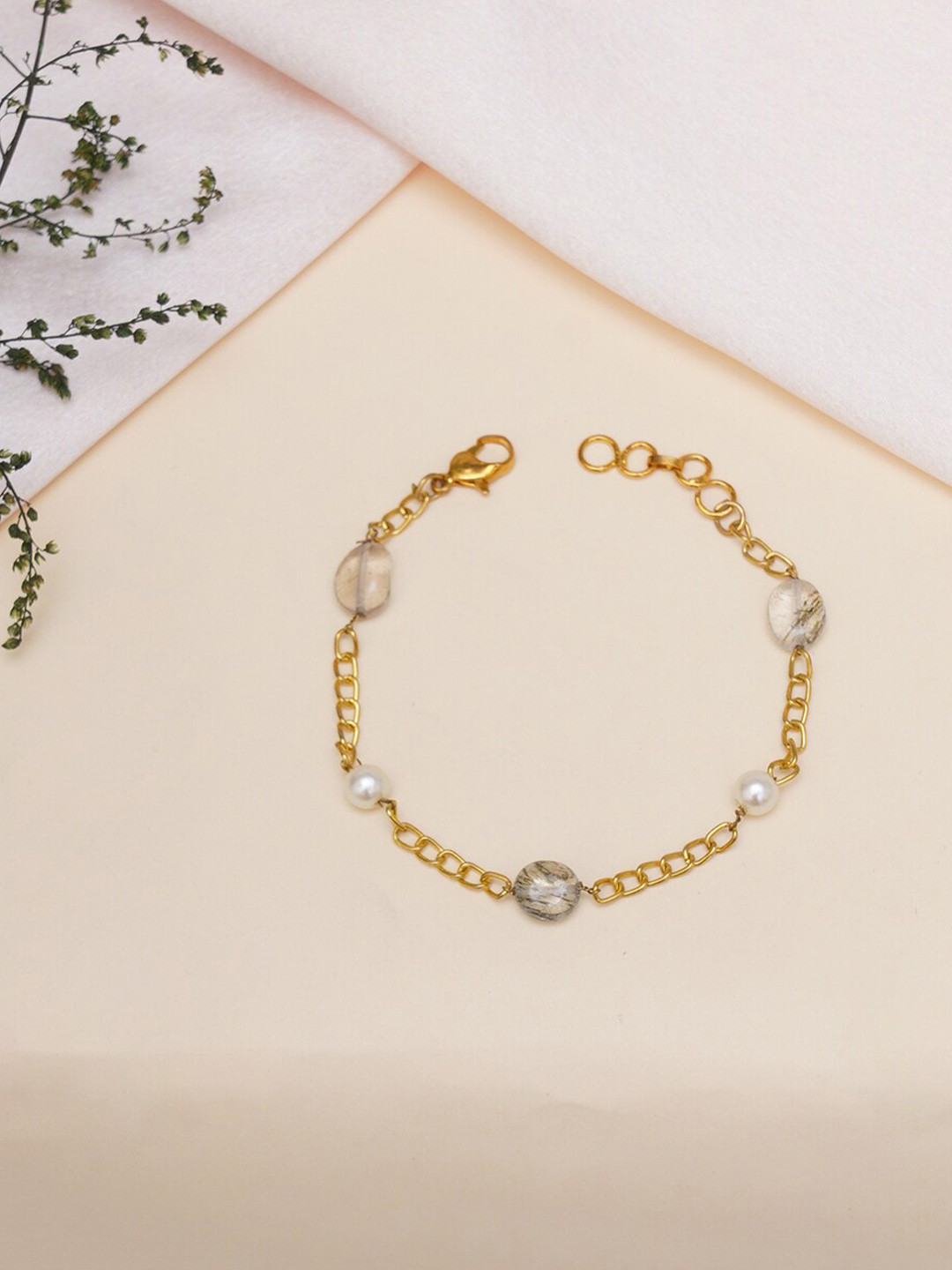 Ruby Raang Girls Gold-Plated Stones Studded Link Bracelet