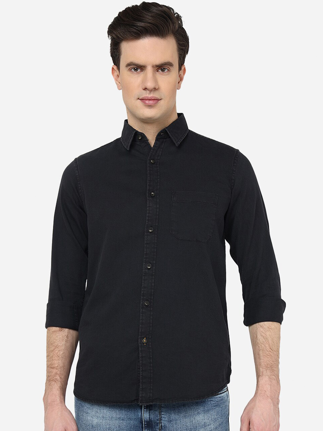 JADE BLUE Slim Fit Long Sleeve Regular Opaque Casual Shirt