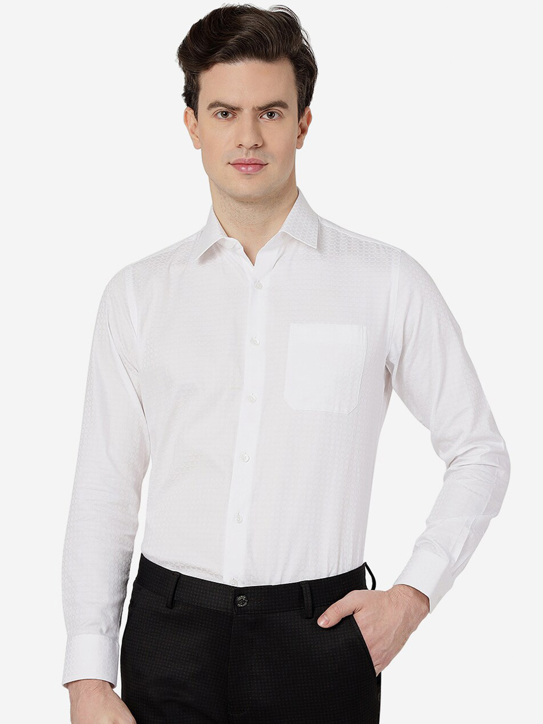 JADE BLUE Spread Collar Long Sleeve Opaque Regular Fit Formal Shirt