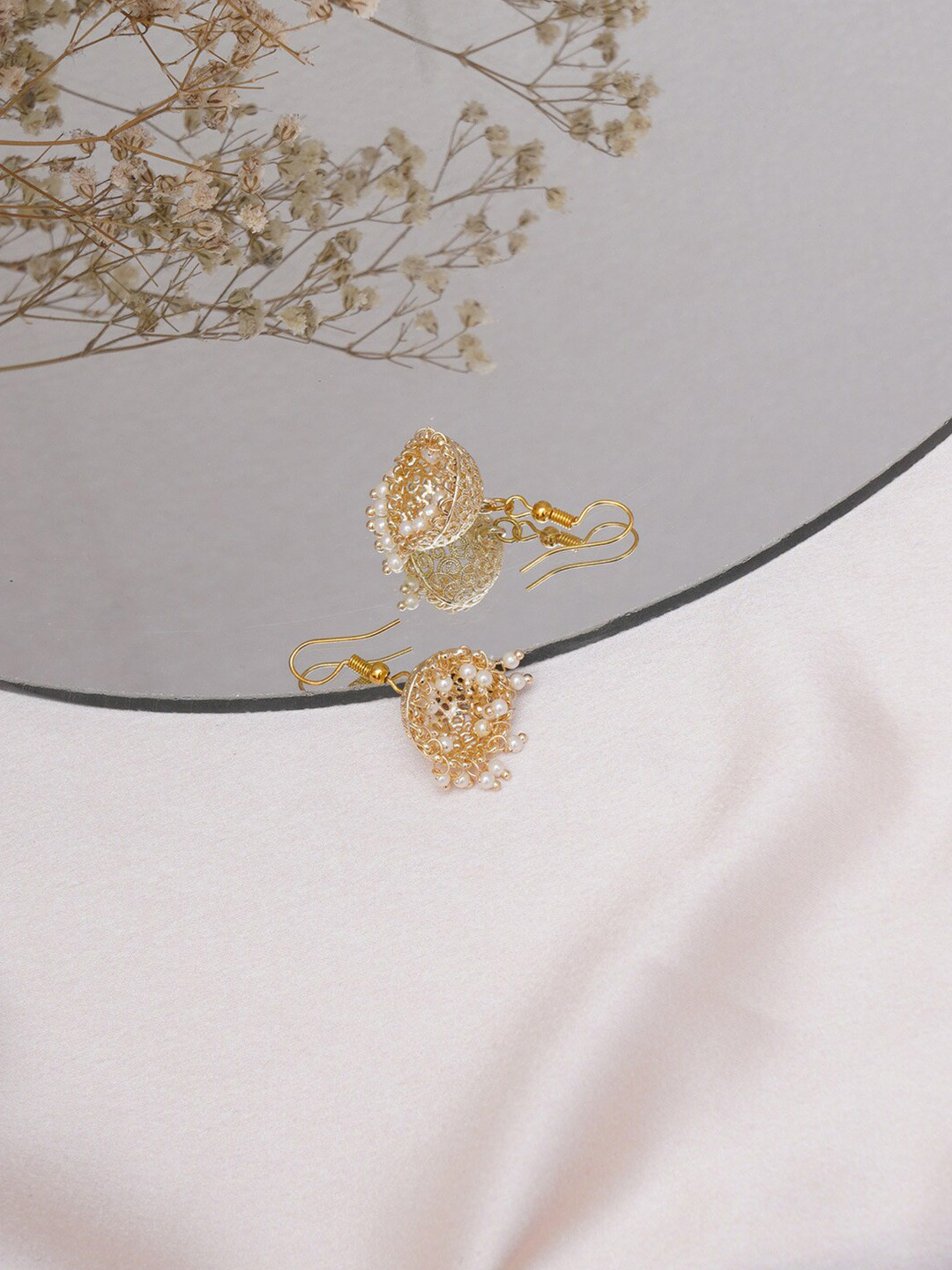 Ruby Raang Girls Gold Plated Jhumkas