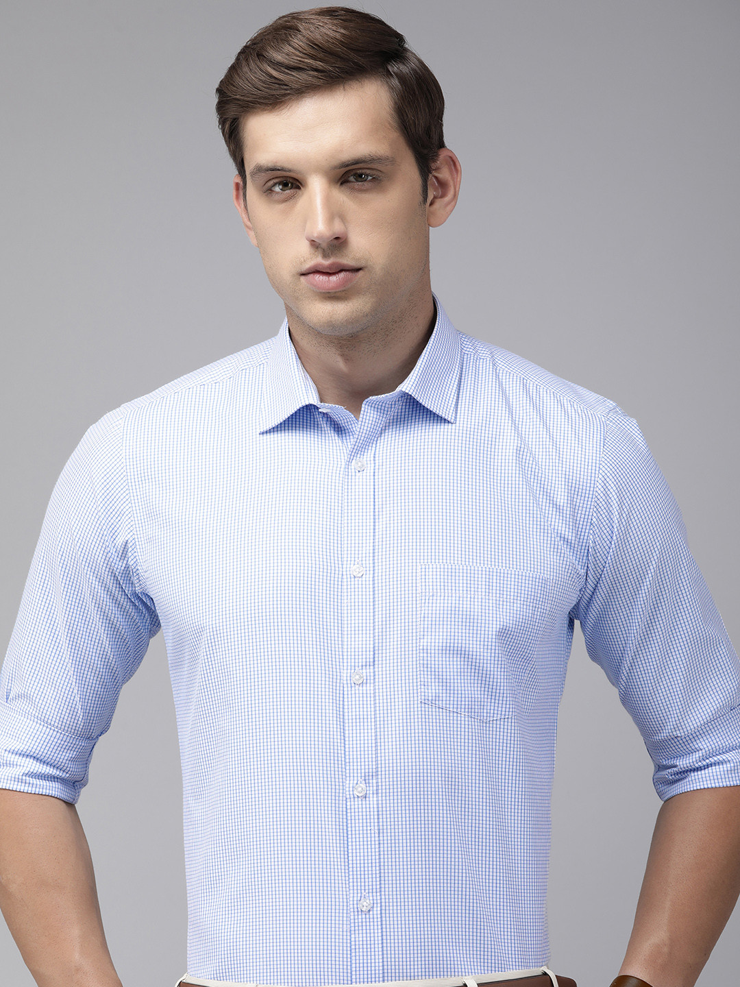 Park Avenue Slim Fit Grid Tattersall Checked Formal Shirt