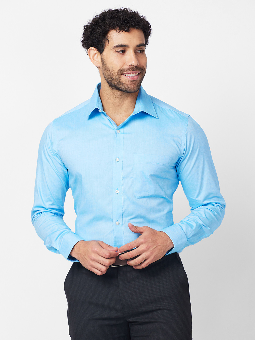 Raymond Self Design Slim Fit Pure Cotton Formal Shirt