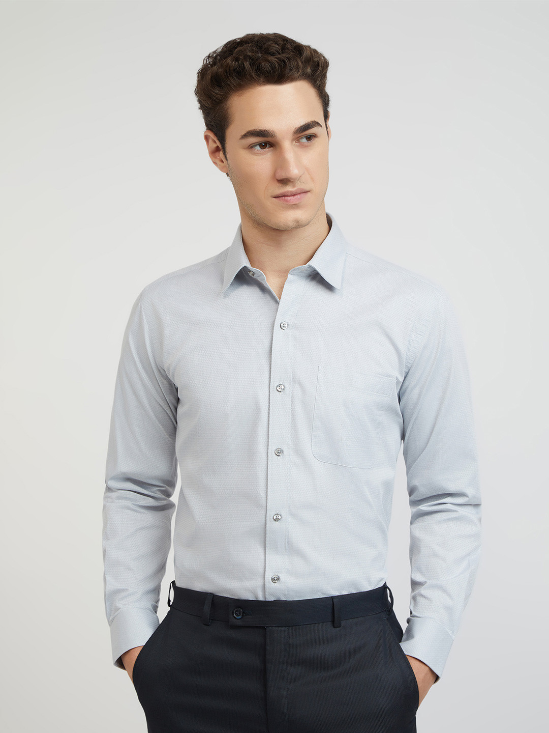 Raymond Opaque Self Design Pure Cotton Formal Shirt