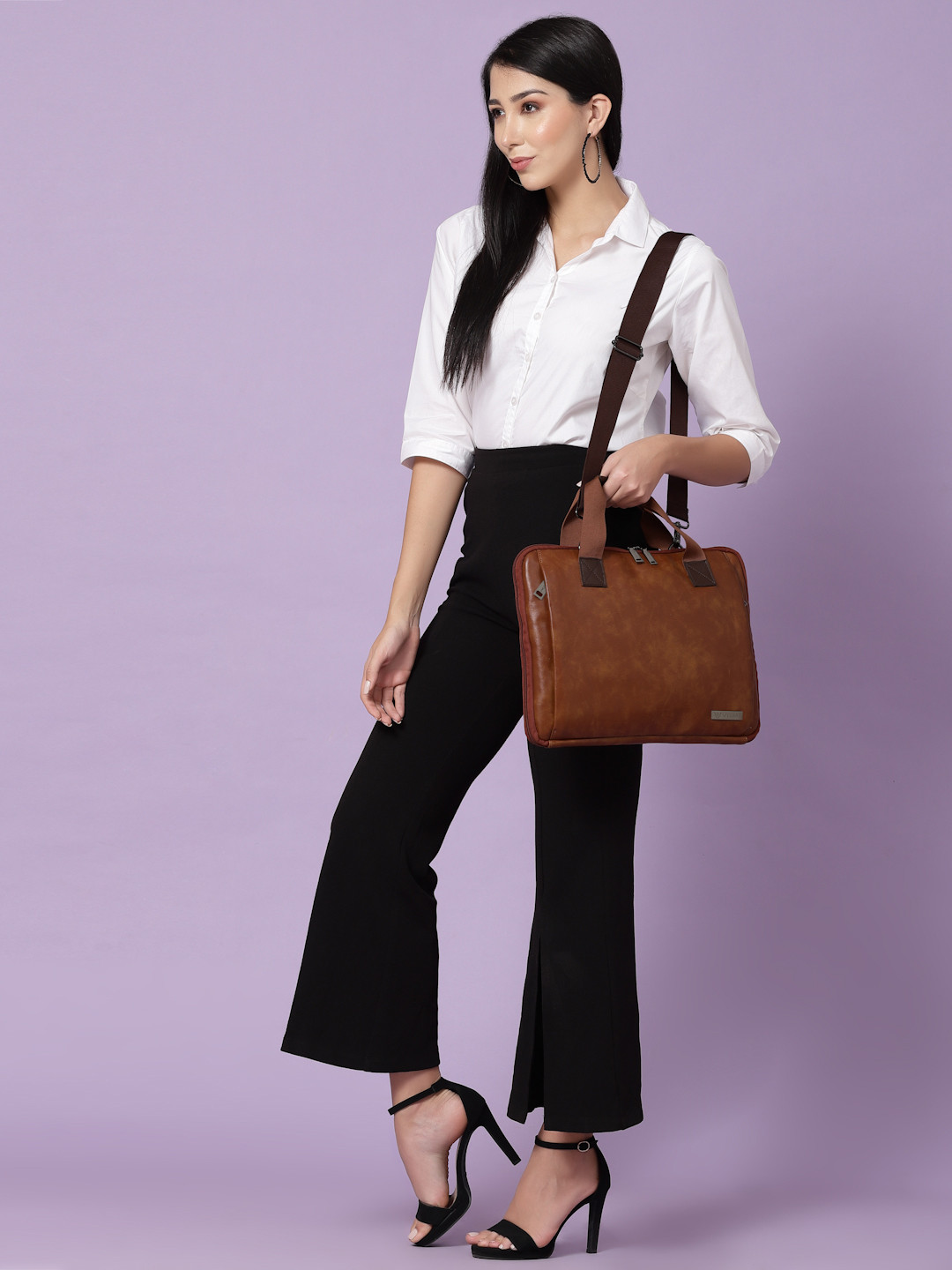 VISMIINTREND Unisex 16 Inch Tan Leather 16 inch Laptop Bag