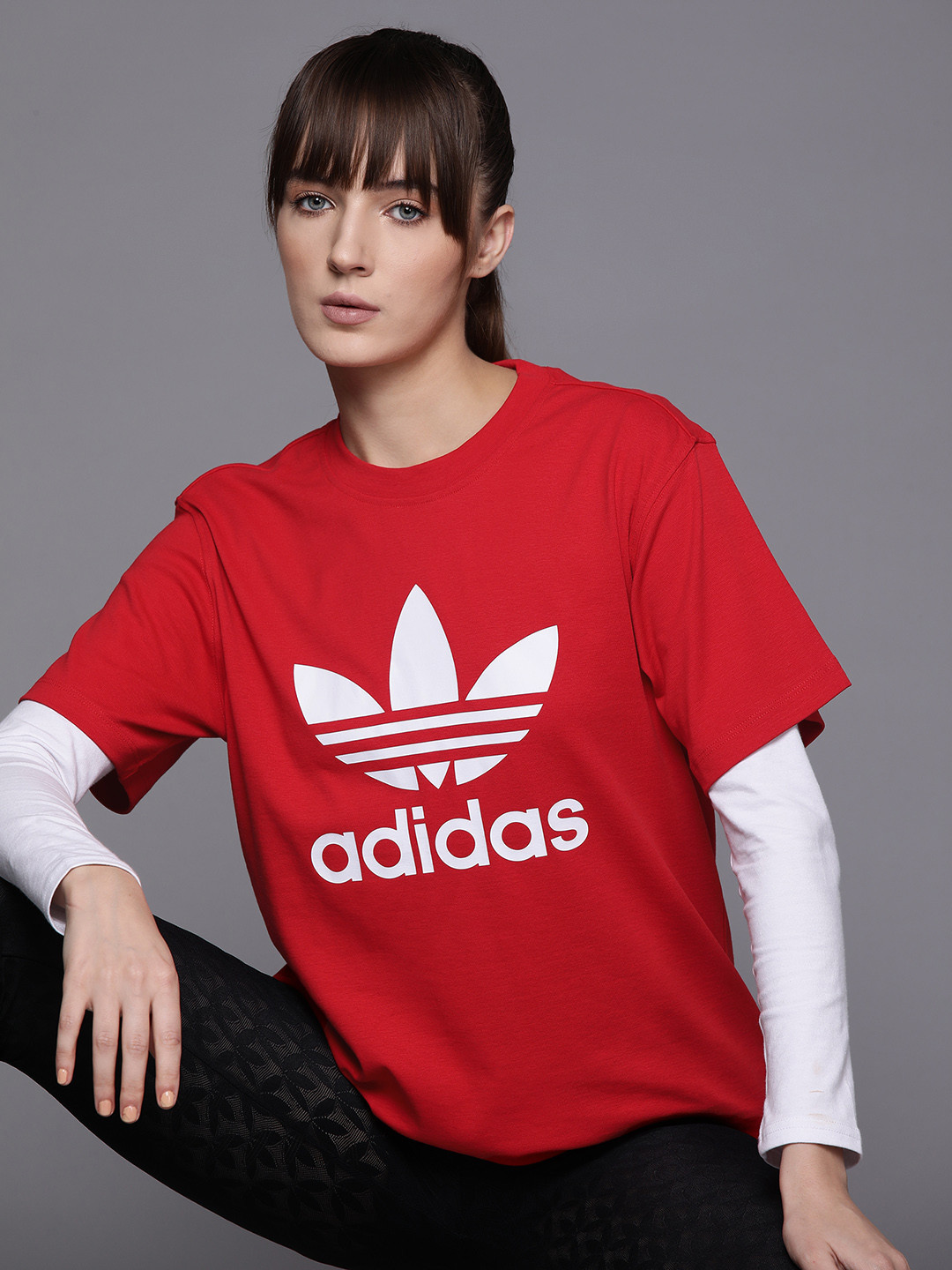 adidas red shirt womens
